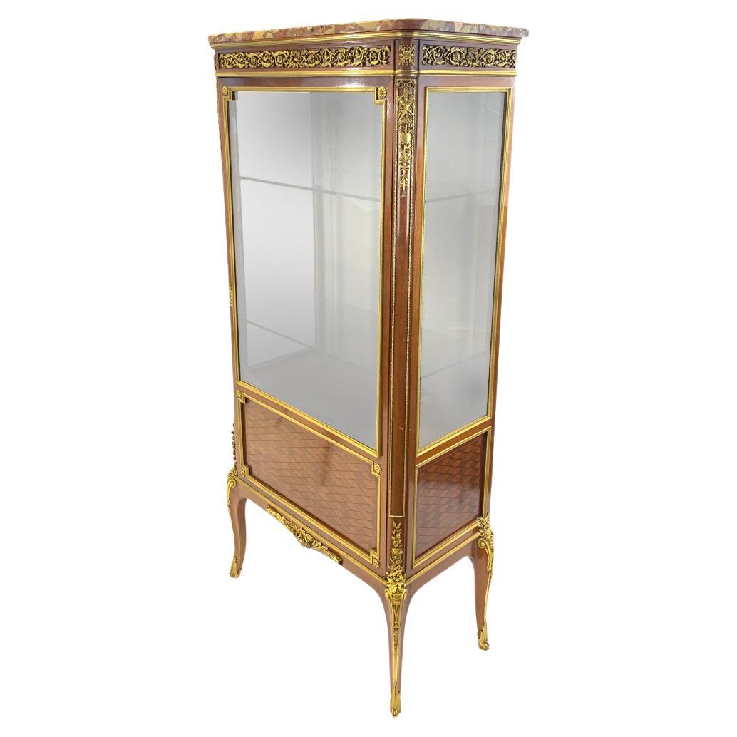 Louis XVI Style Display Cabinet with Ormolu Mounts, Maison Krieger For Sale