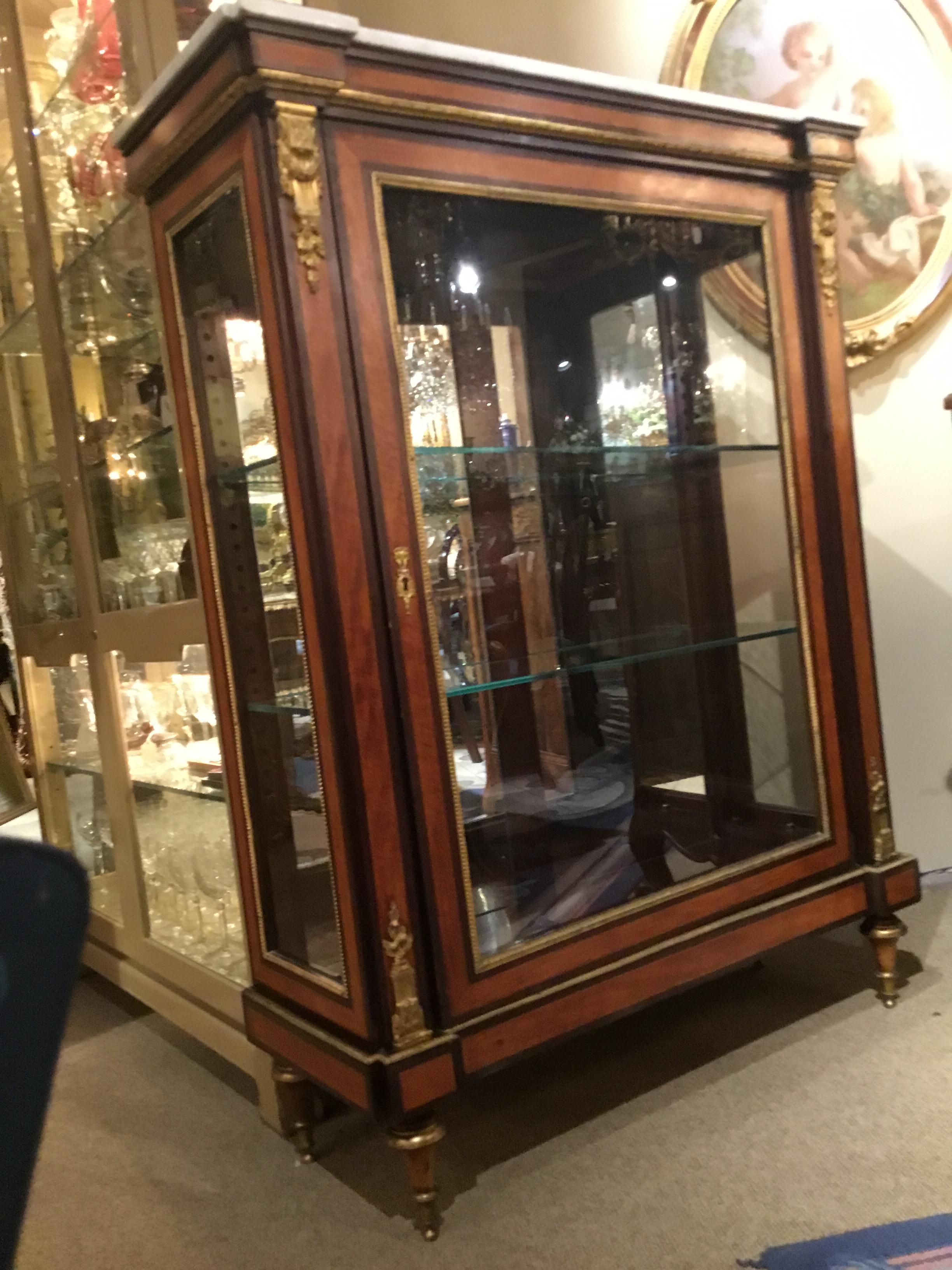 Louis XVI-Style Display/Vitrine Cabinet in Rosewood with Bronze Dore Mounts 6