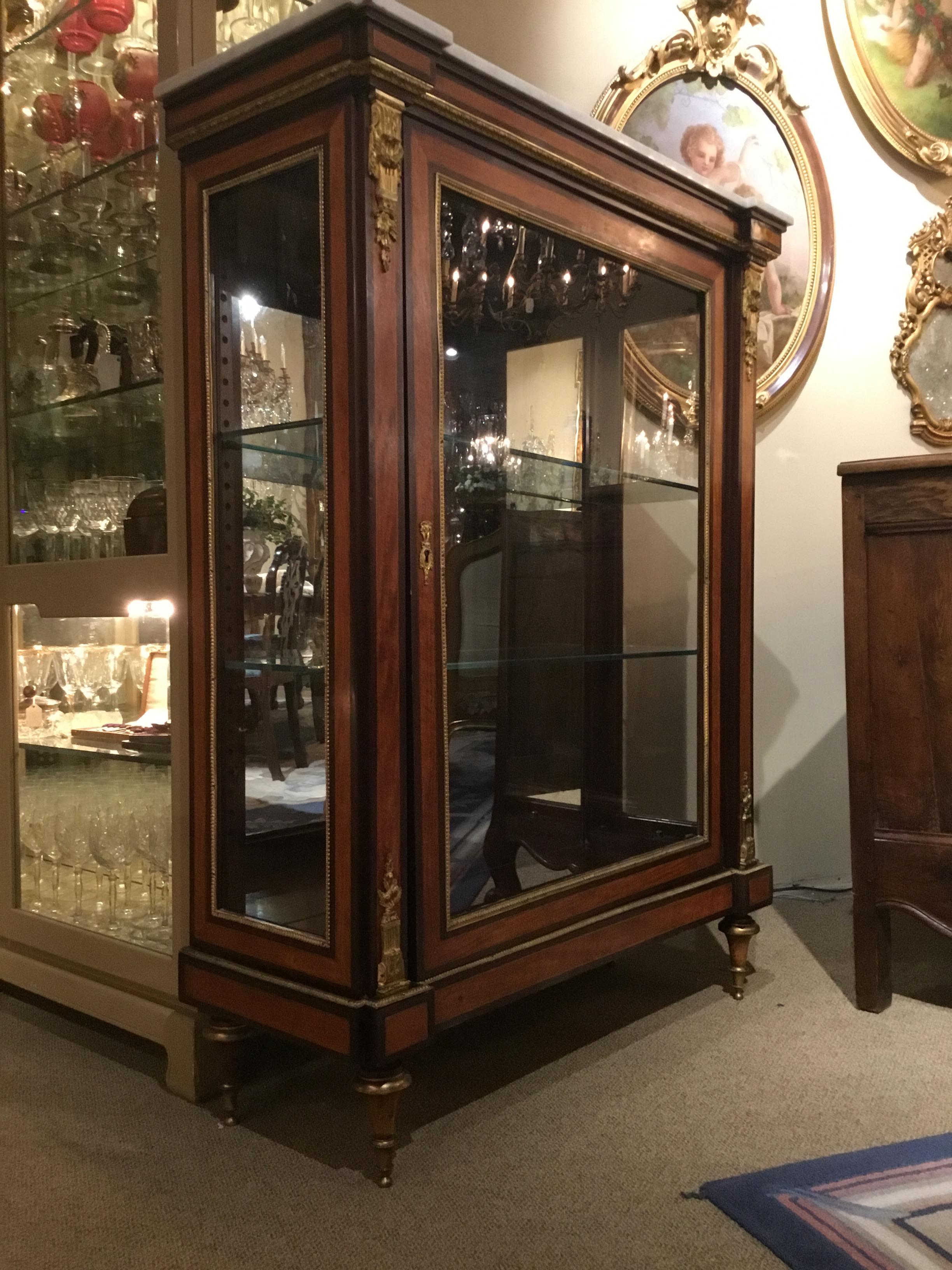 Louis XVI-Style Display/Vitrine Cabinet in Rosewood with Bronze Dore Mounts 7