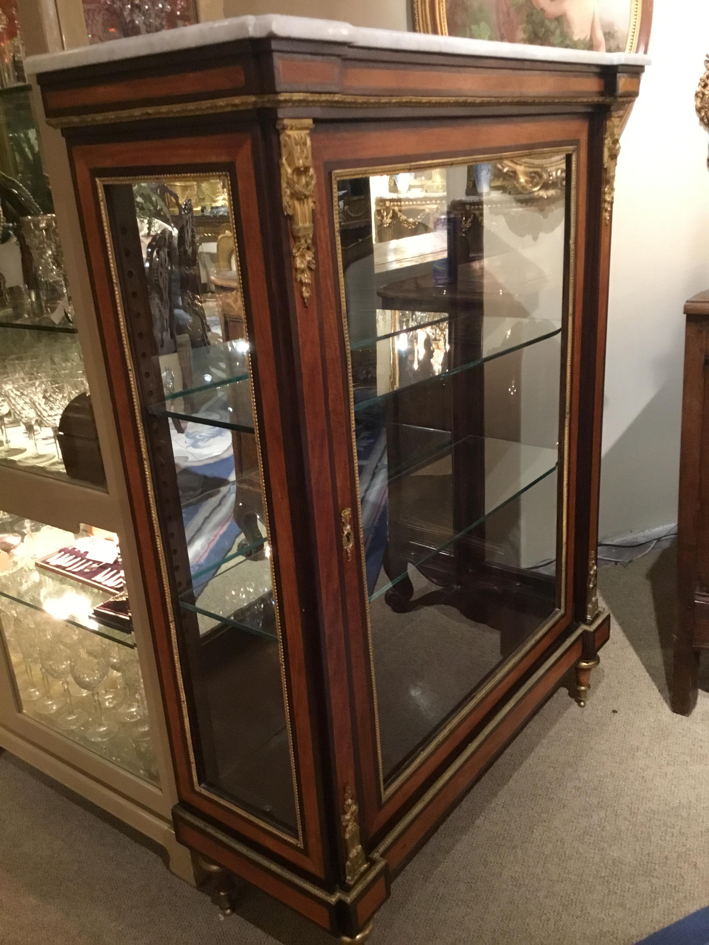 Louis XVI-Style Display/Vitrine Cabinet in Rosewood with Bronze Dore Mounts 1