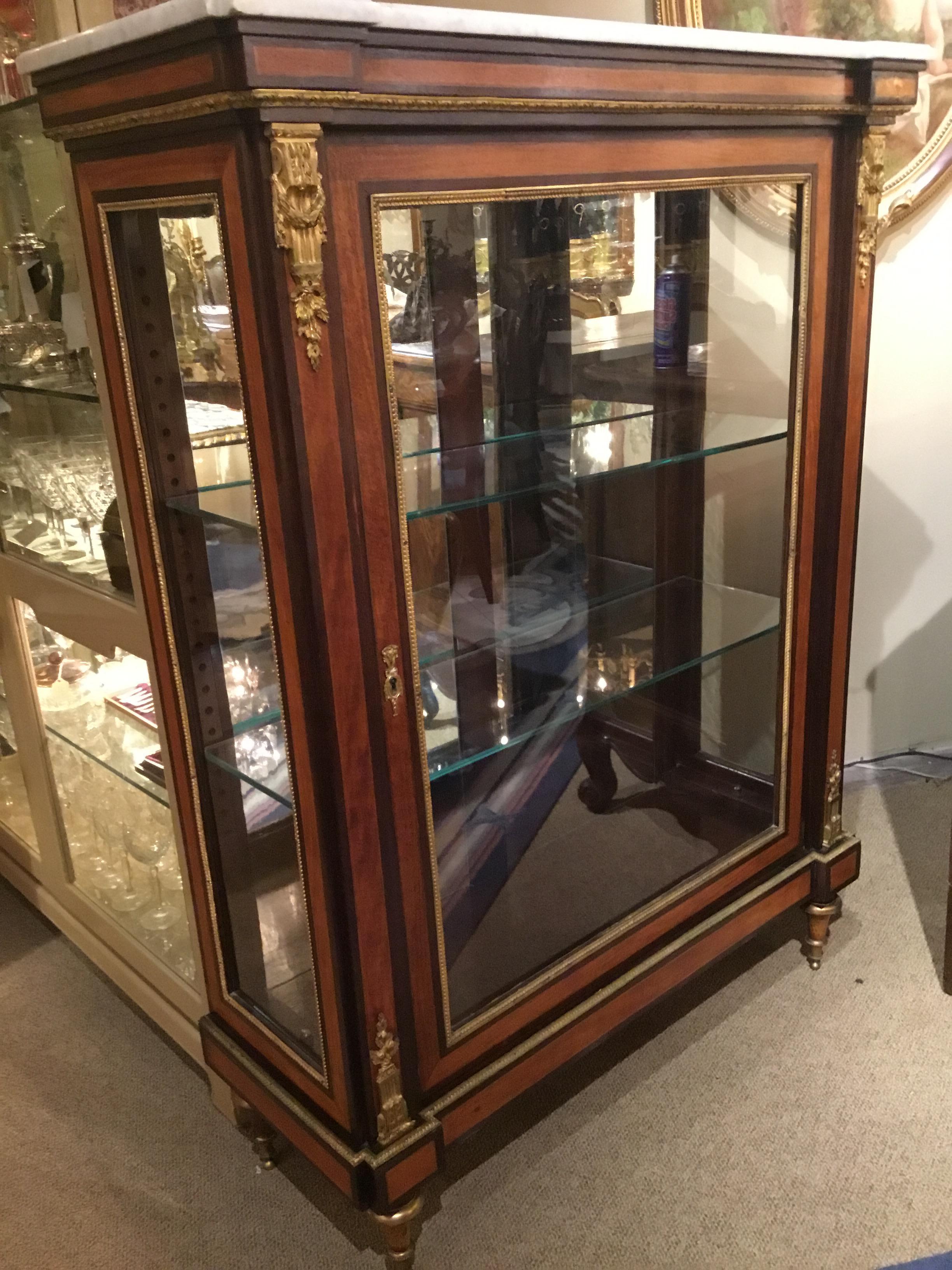 Louis XVI-Style Display/Vitrine Cabinet in Rosewood with Bronze Dore Mounts 2