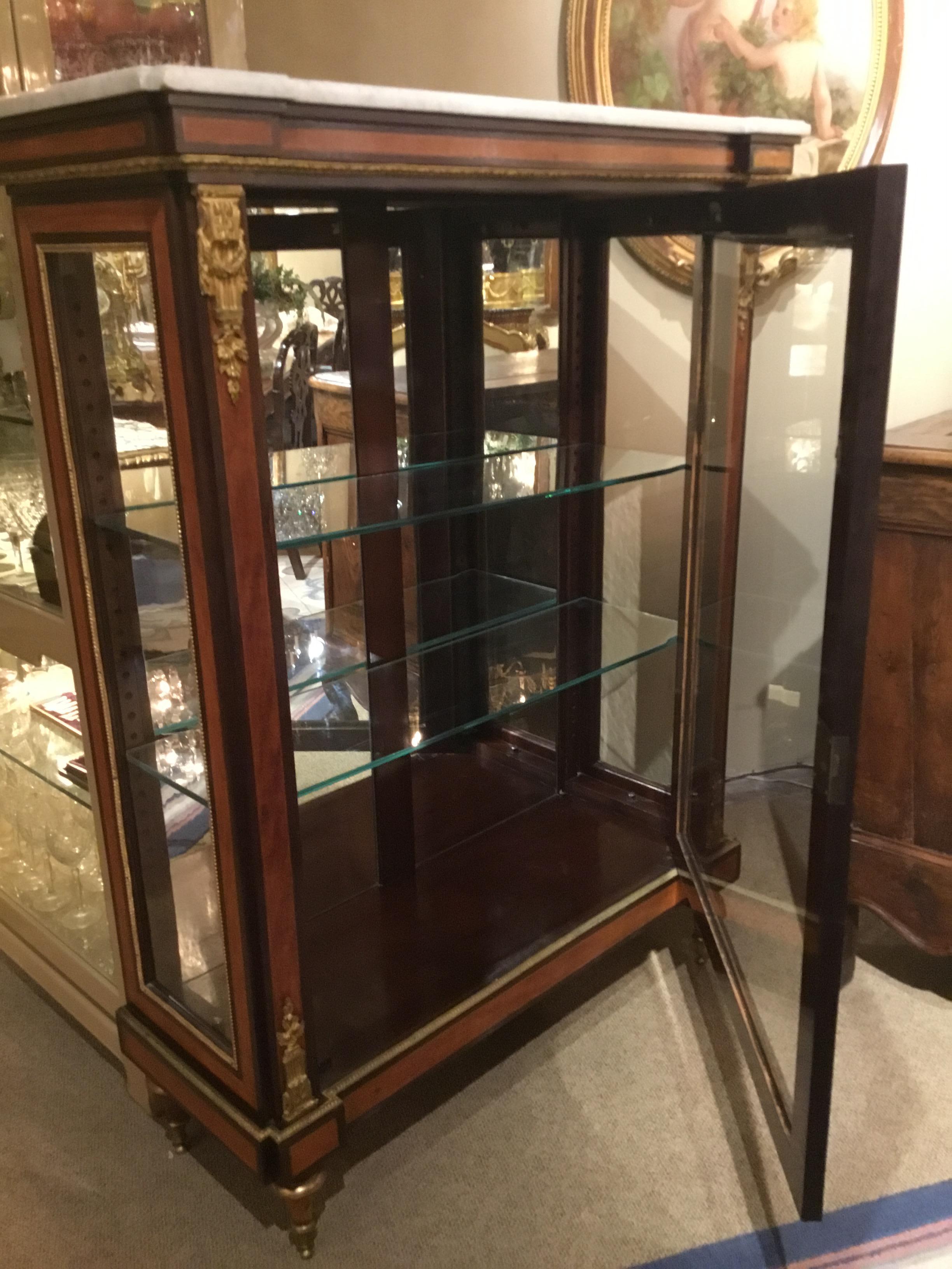 Louis XVI-Style Display/Vitrine Cabinet in Rosewood with Bronze Dore Mounts 4