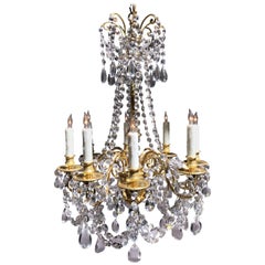 Louis XVI Style Doré Bronze and Crystal Eight-Arm Chandelier