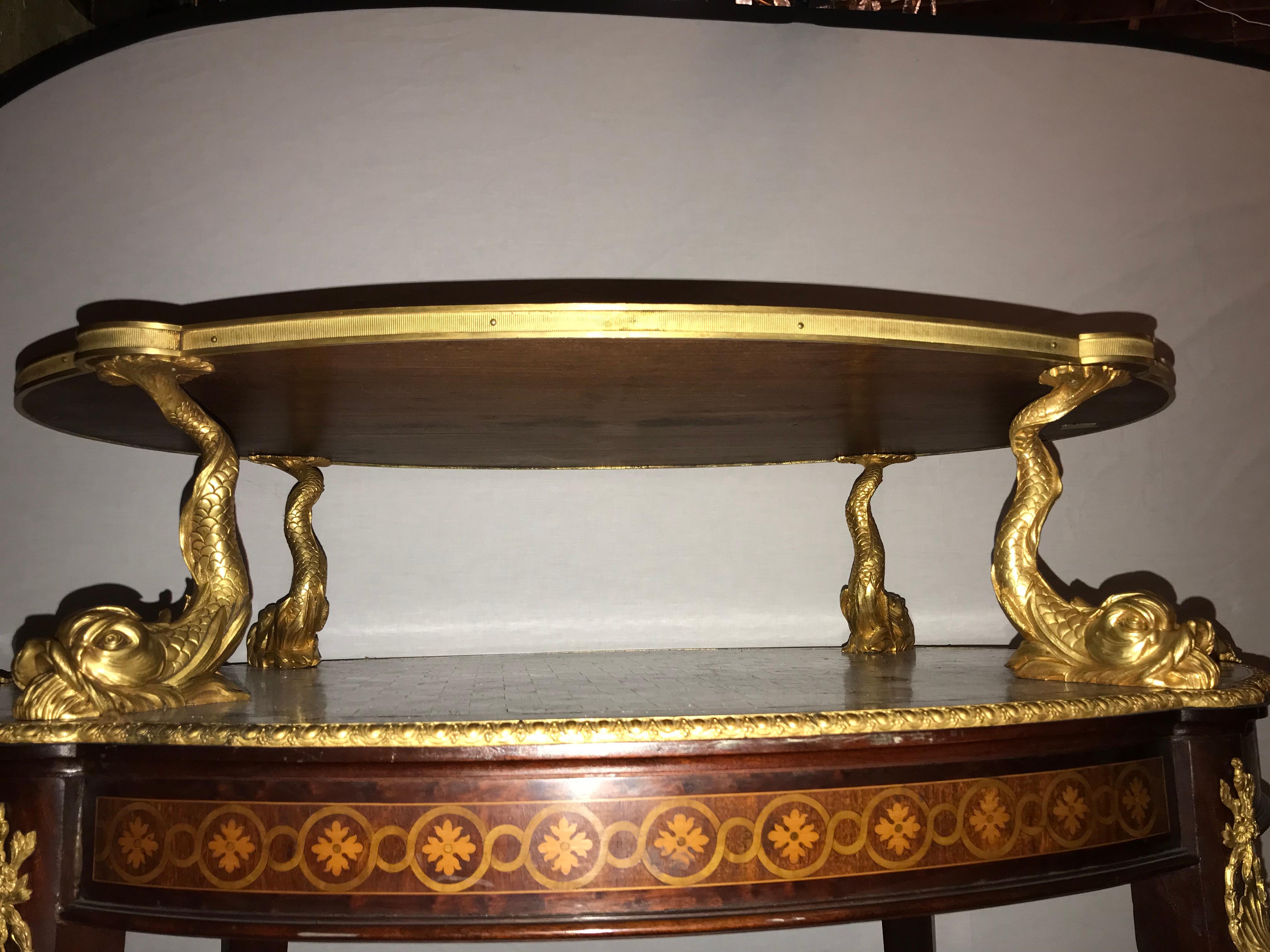 Louis XVI Style Doré Bronze Figural Mounted Deseret Two-Tier Serving Stand Table 9