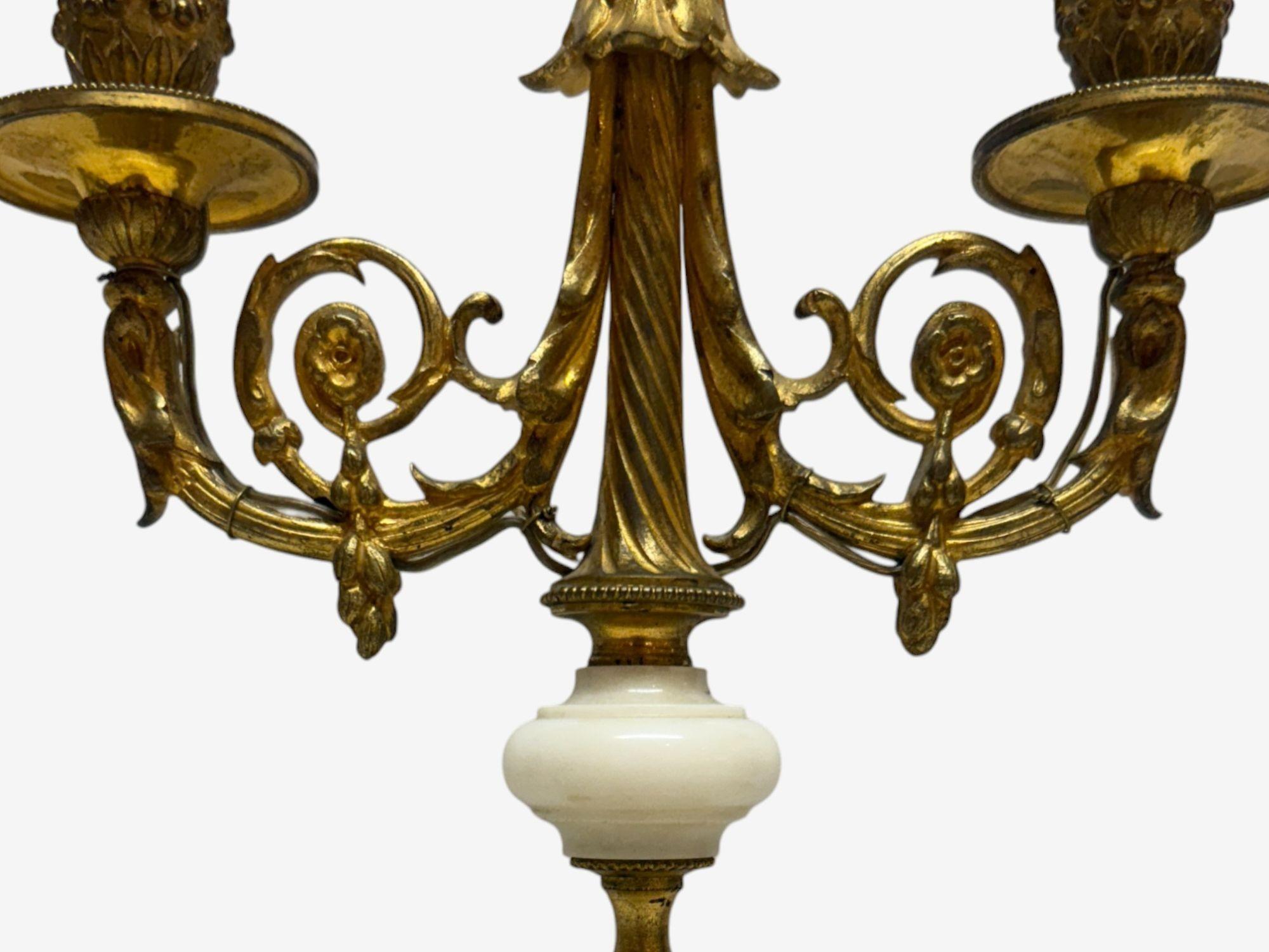 Francese Louis XVI Style, Dore Bronze, Marble, Candelabras, France, 19th c. in vendita