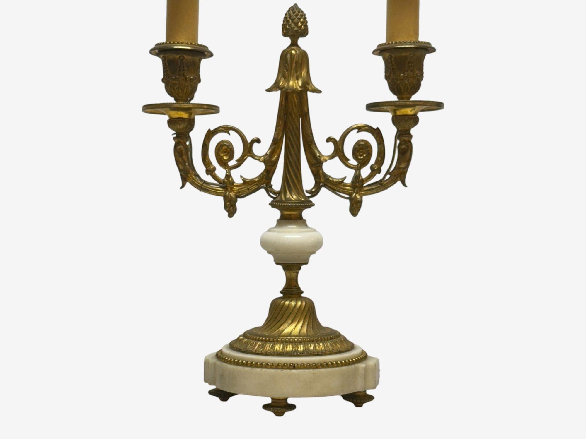 Louis XVI Style, Dore Bronze, Marble, Candelabras, France, 19th c. In condizioni buone in vendita a Manhasset, NY