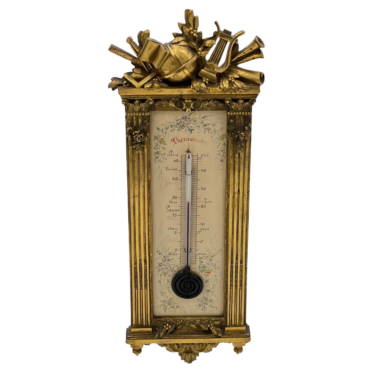 thermomètre en bronze doré de style Louis XVI, vers 1880