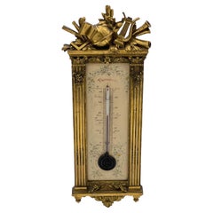 Antique Louis XVI Style Dore Bronze Thermometer, Circa 1880