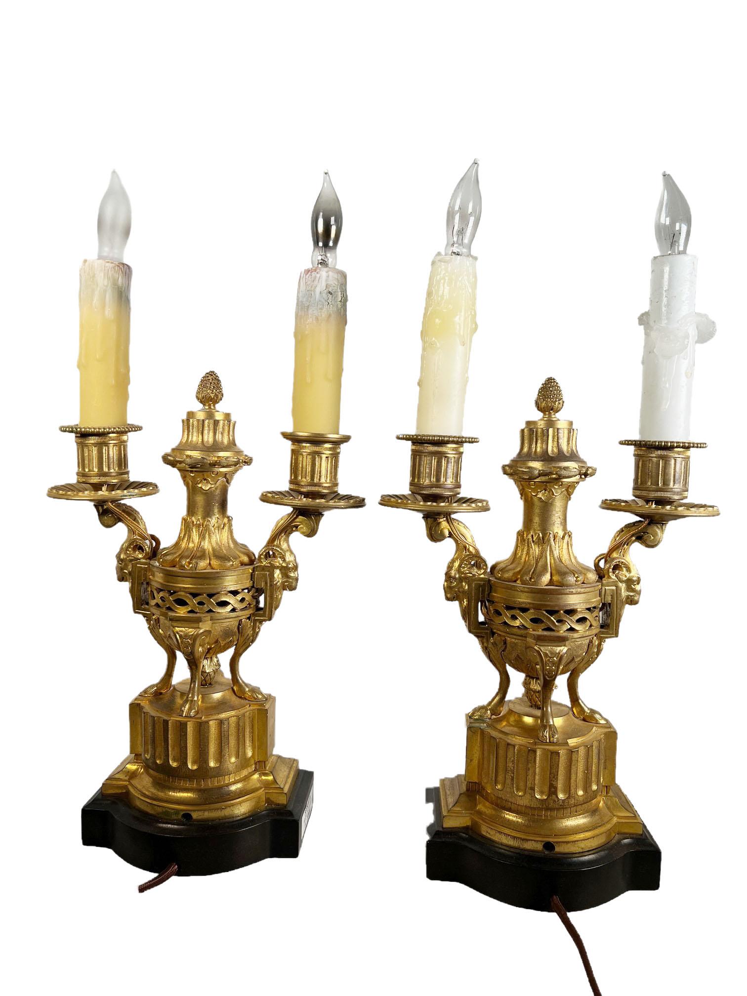 French Louis XVI Style Dore Candelabra For Sale