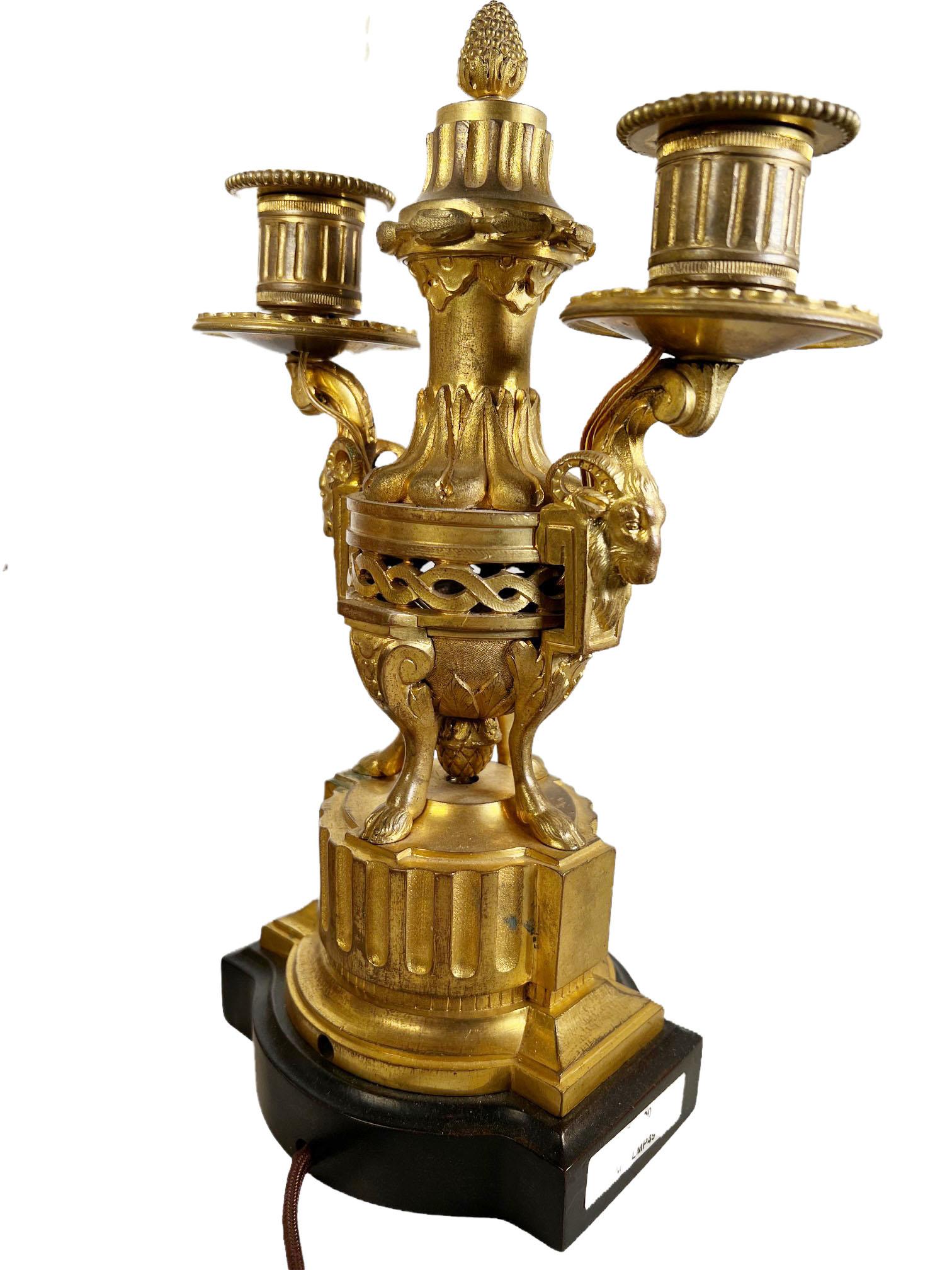 Late 19th Century Louis XVI Style Dore Candelabra For Sale