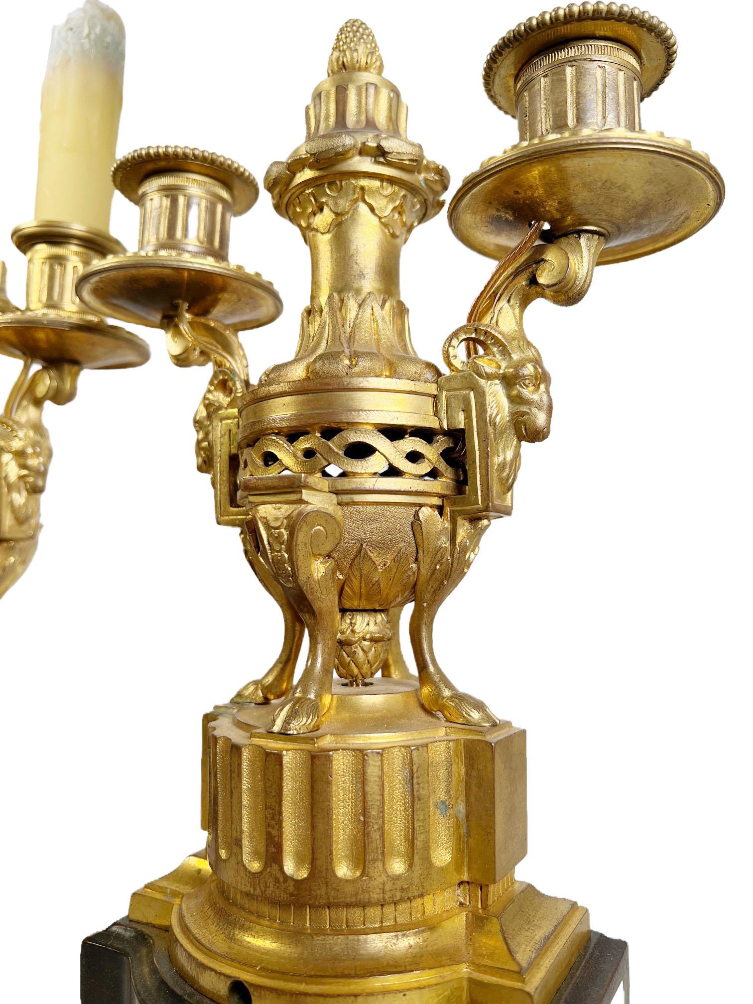 Wood Louis XVI Style Dore Candelabra For Sale