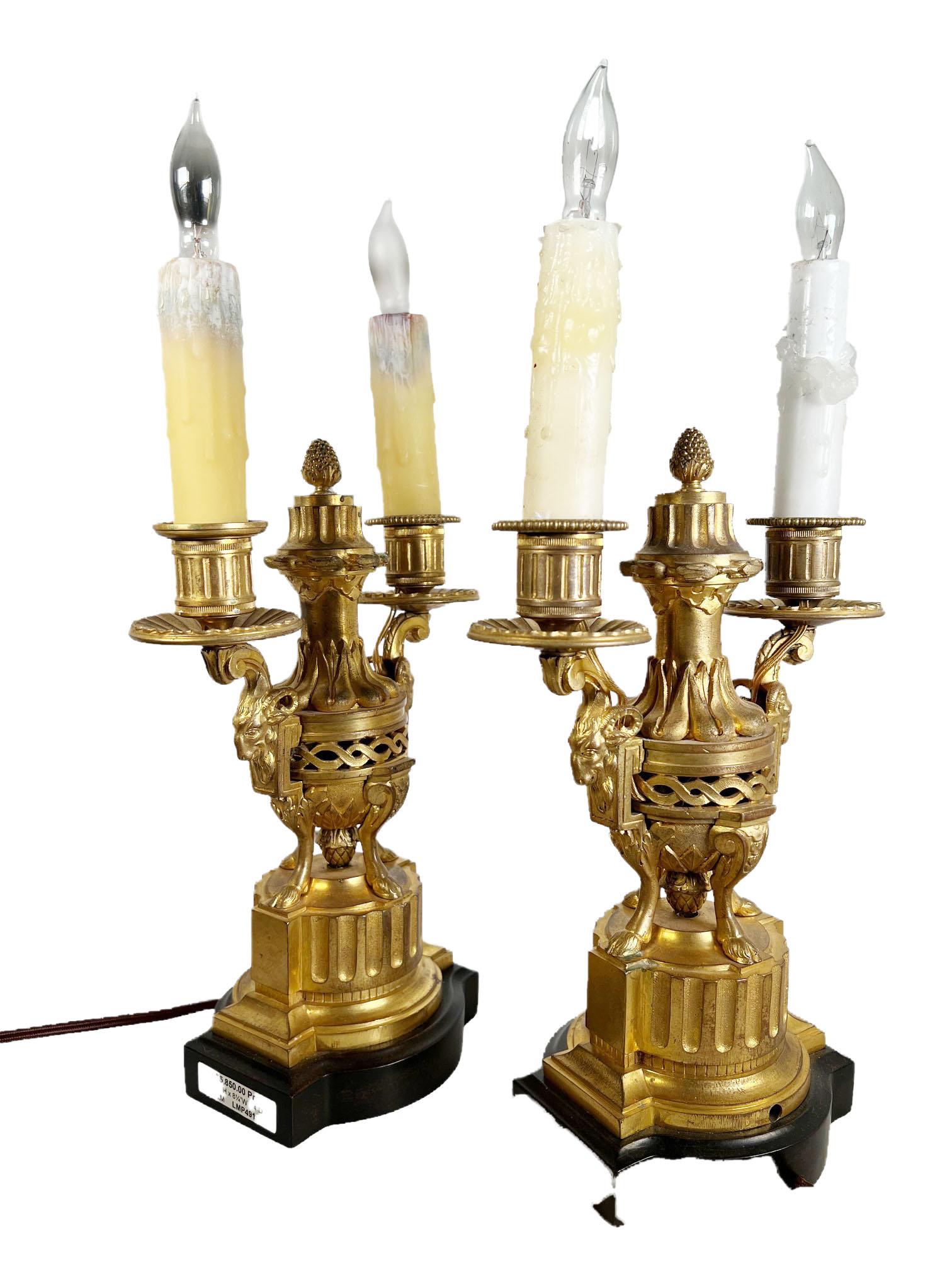 Louis XVI Style Dore Candelabra For Sale 2