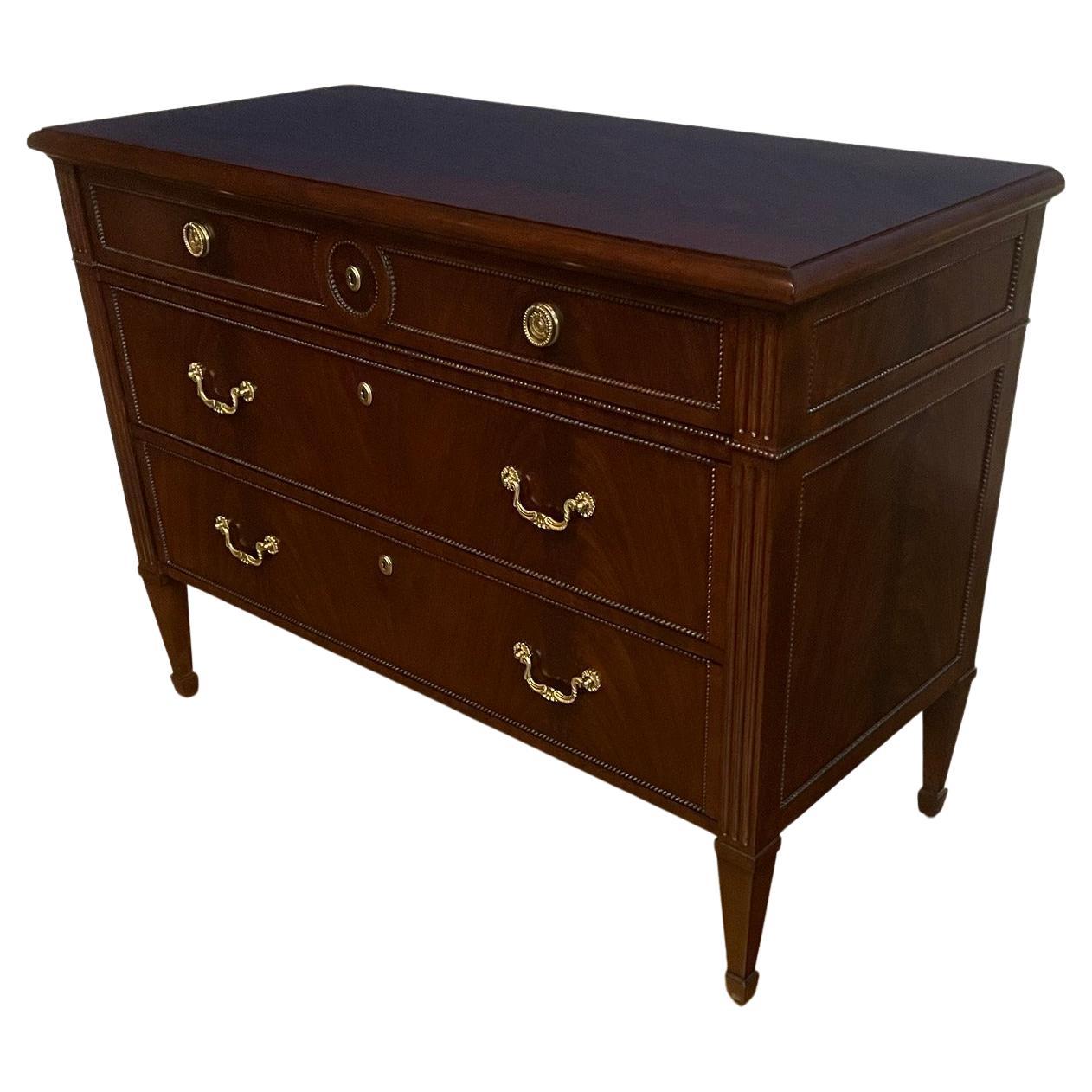 French Louis XVI Style Bleached Oak ThreeDrawer Chest with Carved