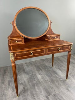 Louis XVI-style Dressing Table In Marquetry, 20th Century