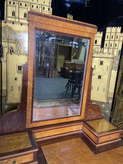 Louis XVI style dressing table with marquetry and psyché mirror