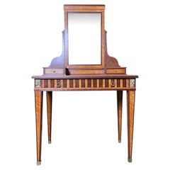 Louis XVI style dressing table with marquetry and psyché mirror