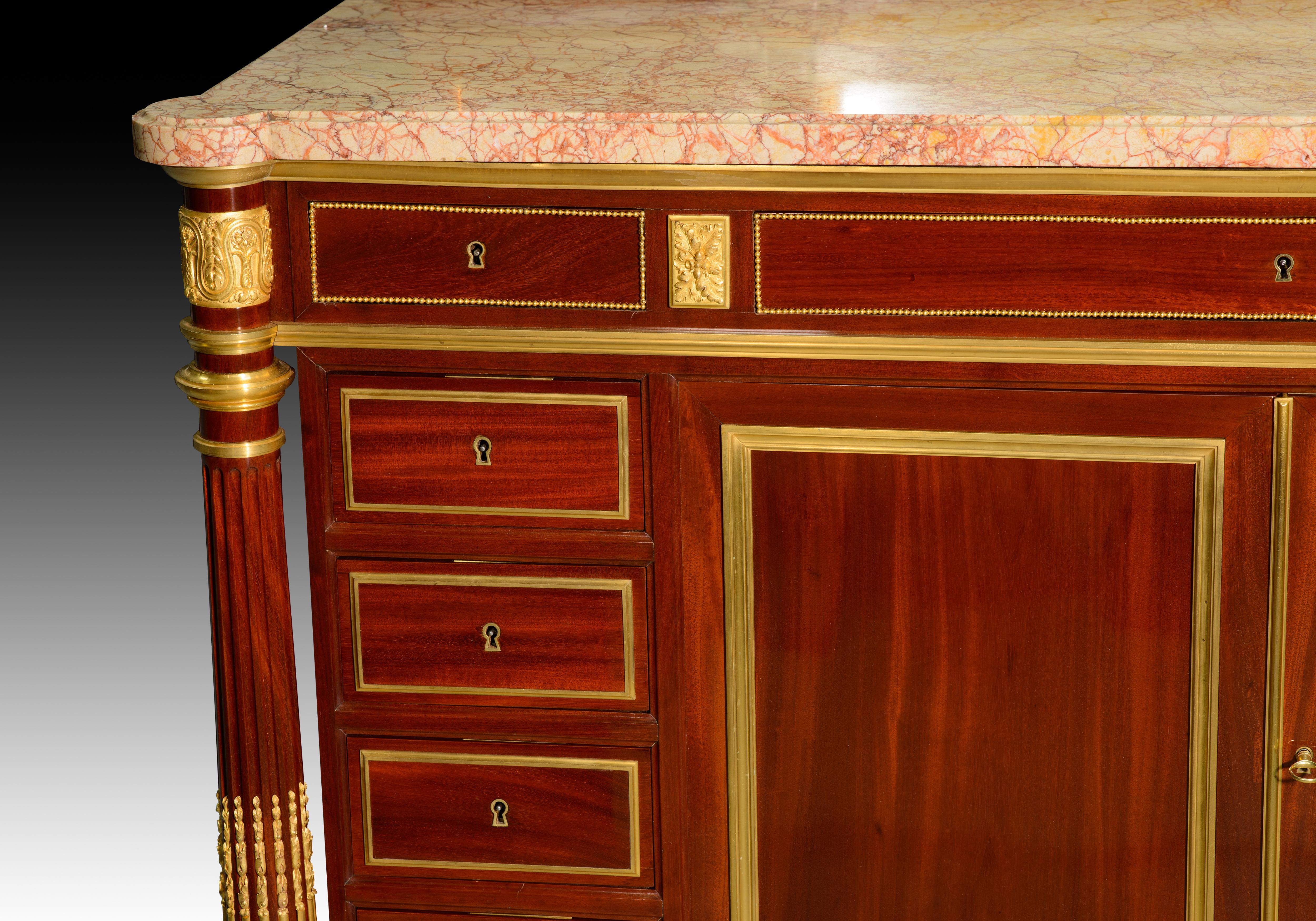 Louis XVI style dressing table. Woods, etc. Guéret Frères, Paris, France, 19th c For Sale 3