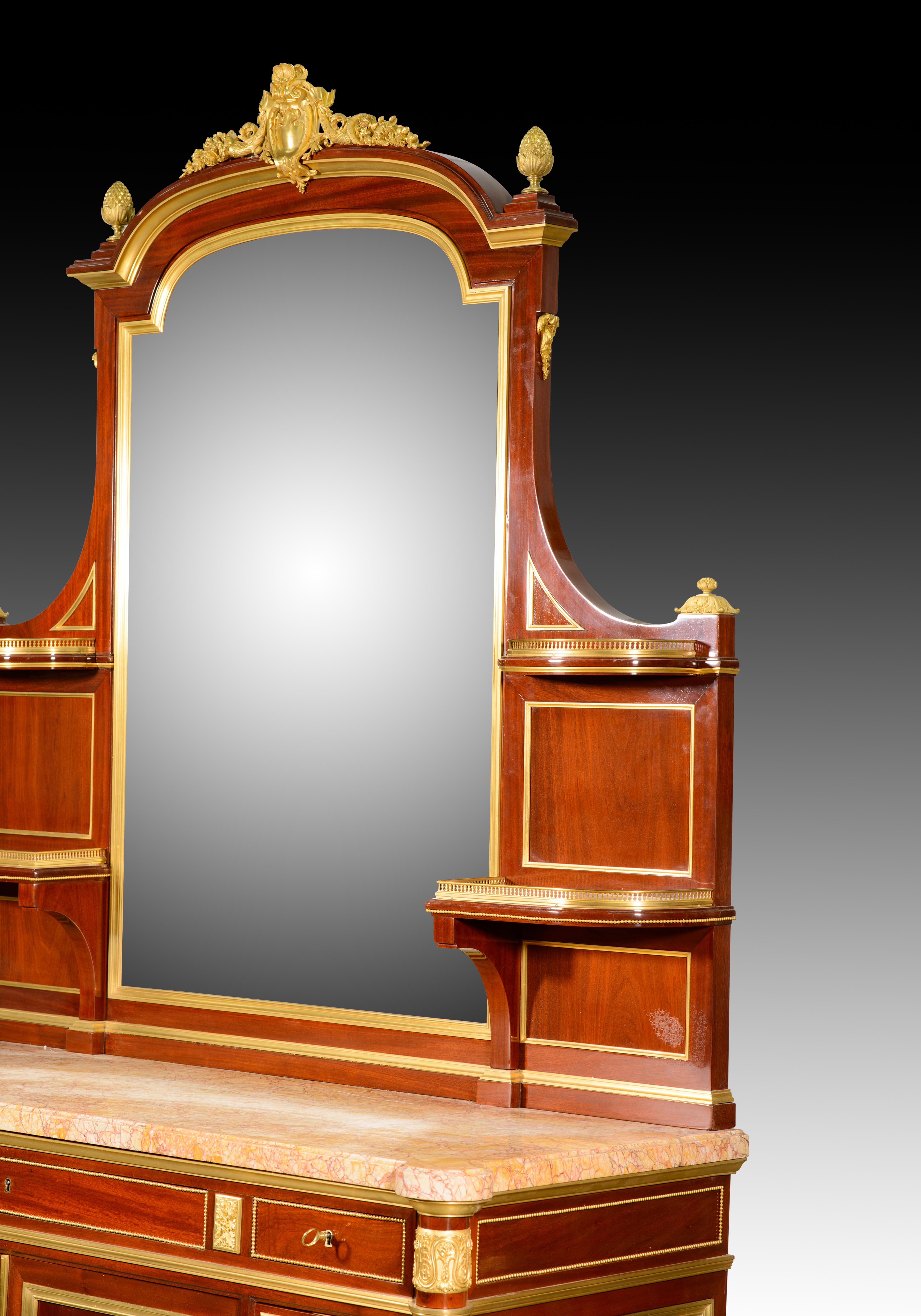 Louis XVI style dressing table. Woods, etc. Guéret Frères, Paris, France, 19th c For Sale 5