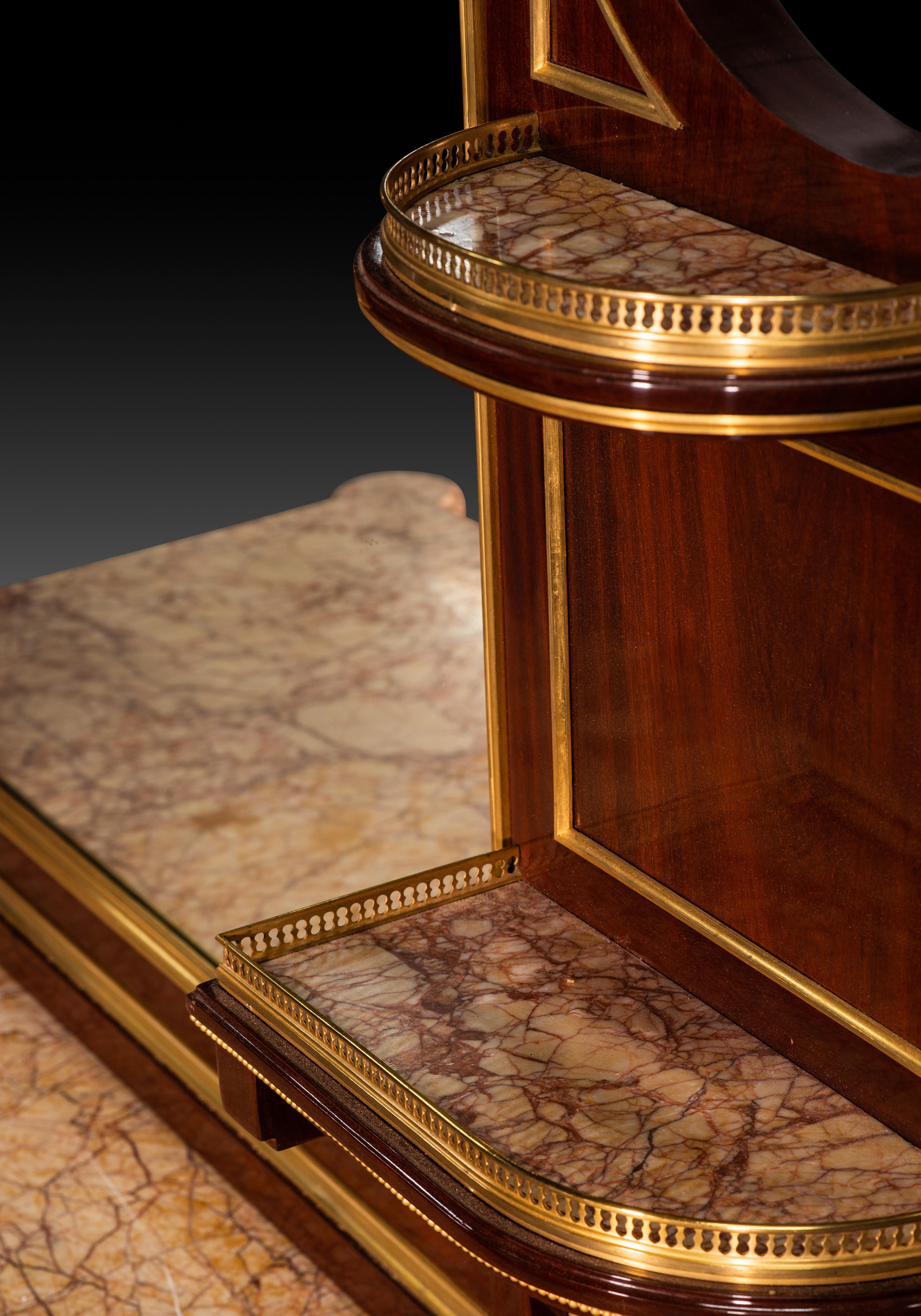 Louis XVI style dressing table. Woods, etc. Guéret Frères, Paris, France, 19th c For Sale 7