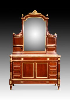 Louis XVI style dressing table. Woods, etc. Guéret Frères, Paris, France, 19th c