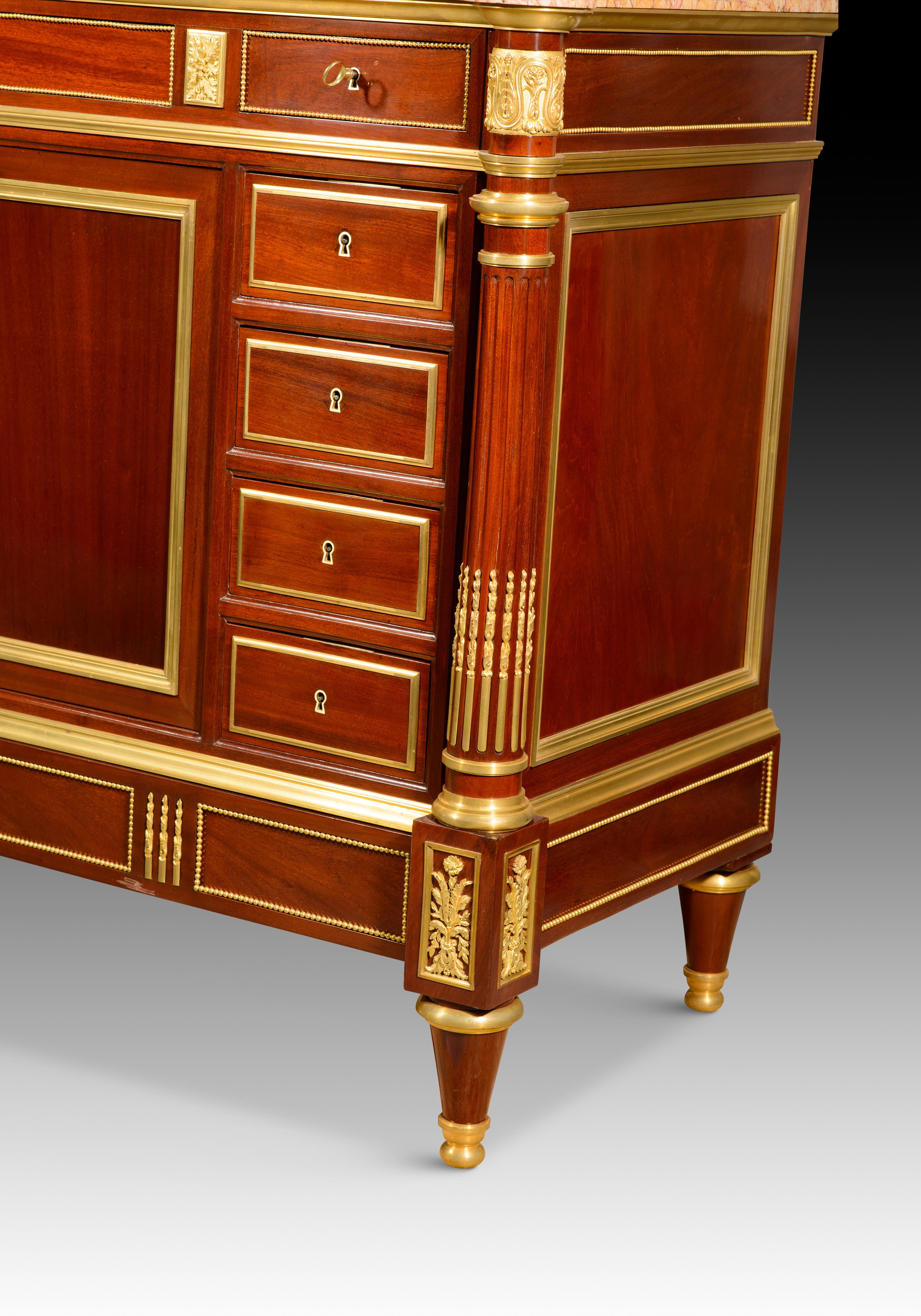 Louis XVI style dressing table. Woods, etc. Guéret Frères, Paris, France, 19th c For Sale 2