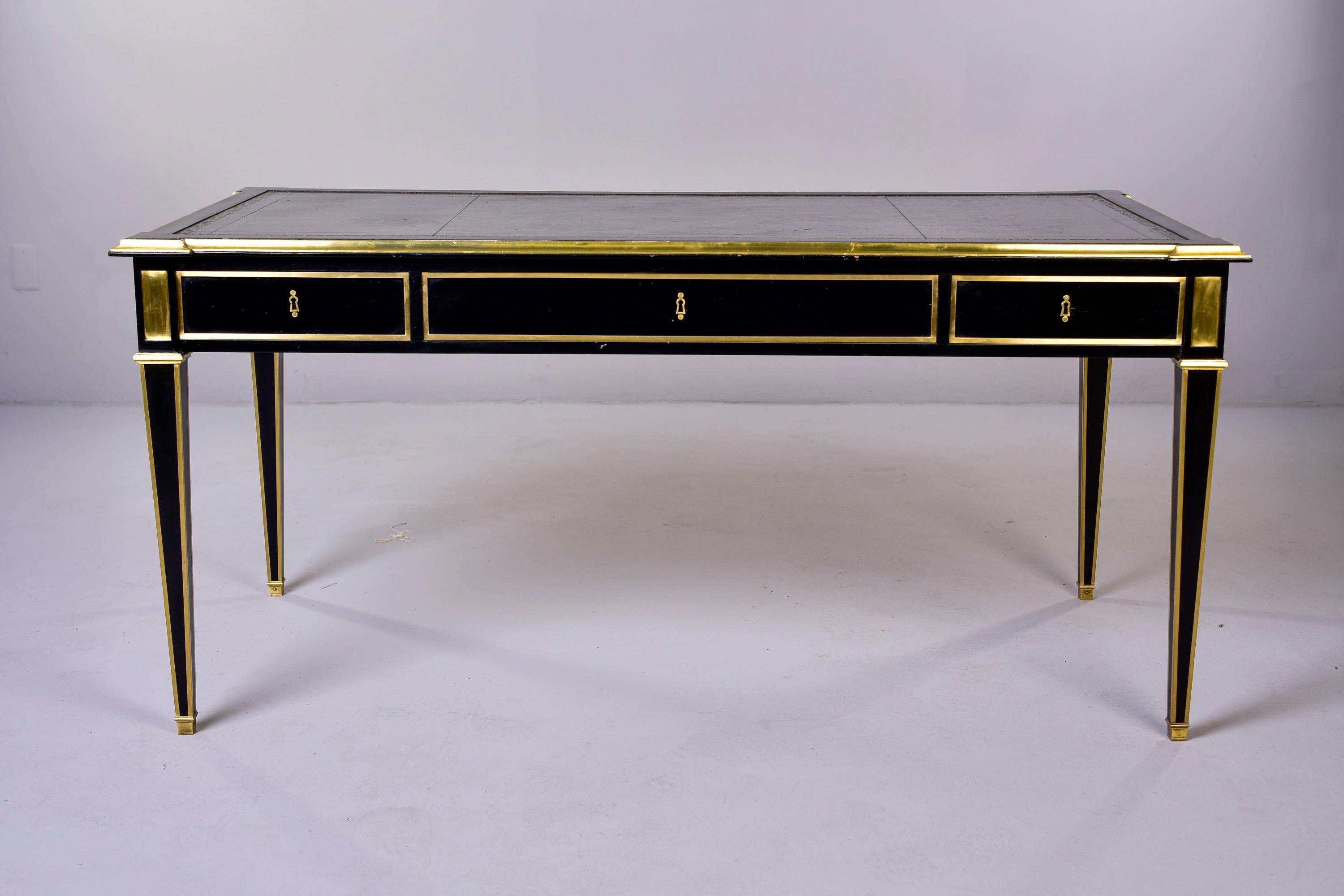 Louis XVI Style Ebonised Desk with Brass Mounts 5