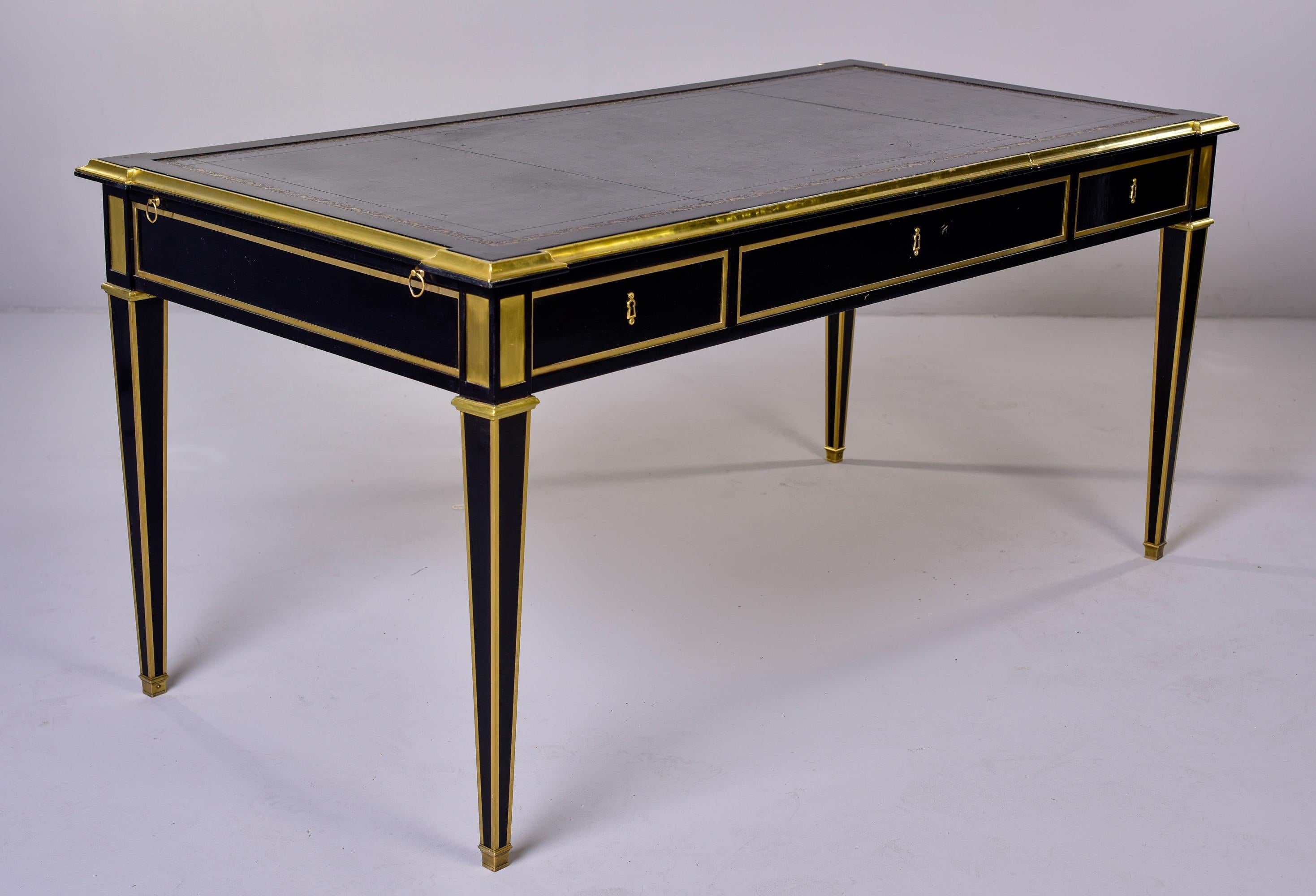 Louis XVI Style Ebonised Desk with Brass Mounts 6