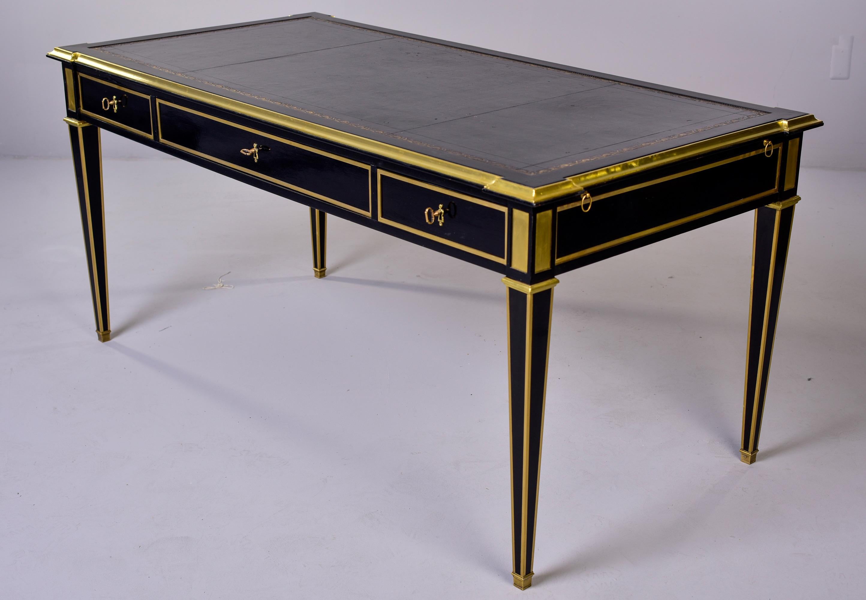 Louis XVI Style Ebonised Desk with Brass Mounts 8