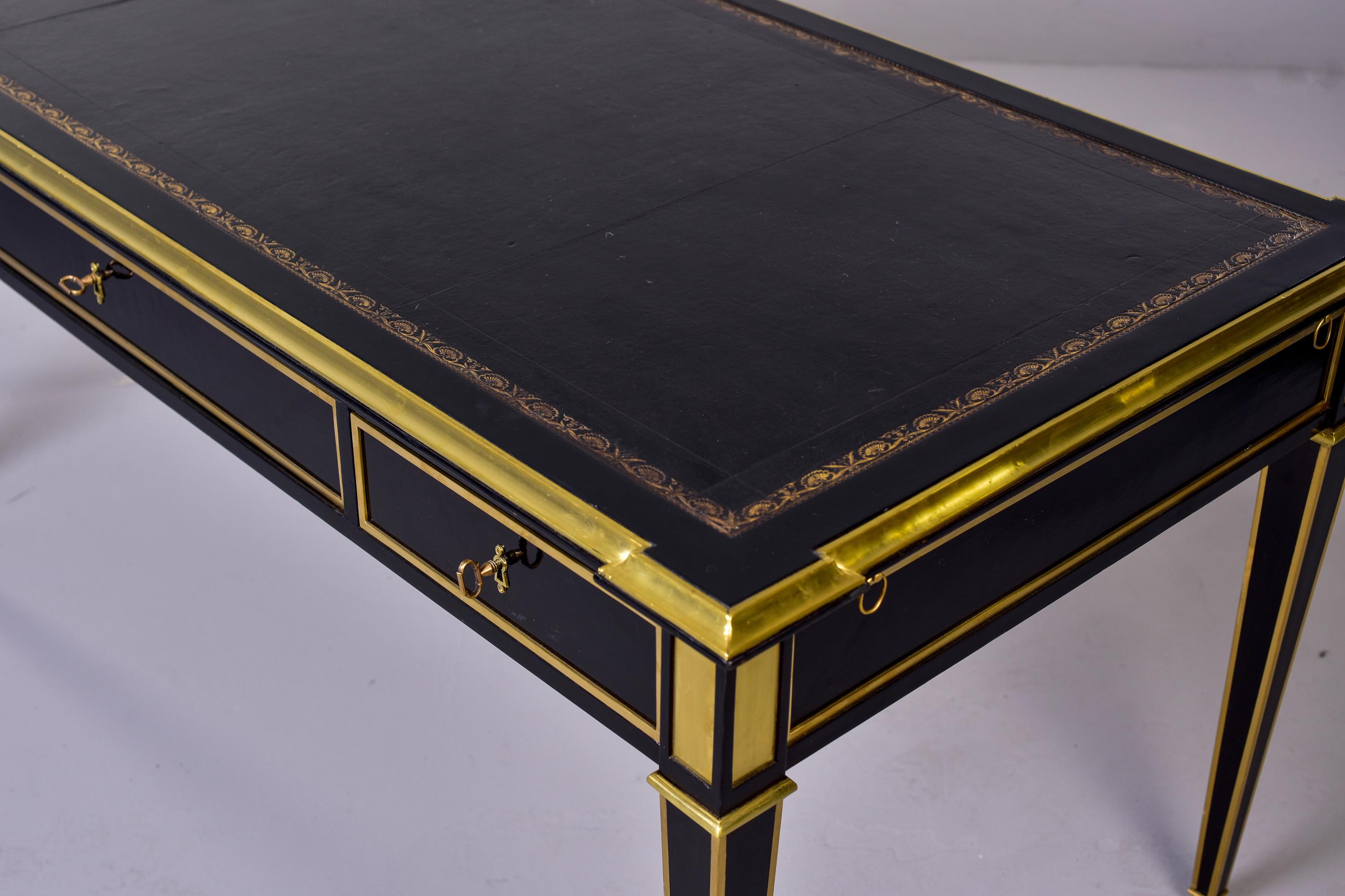 Louis XVI Style Ebonised Desk with Brass Mounts 9