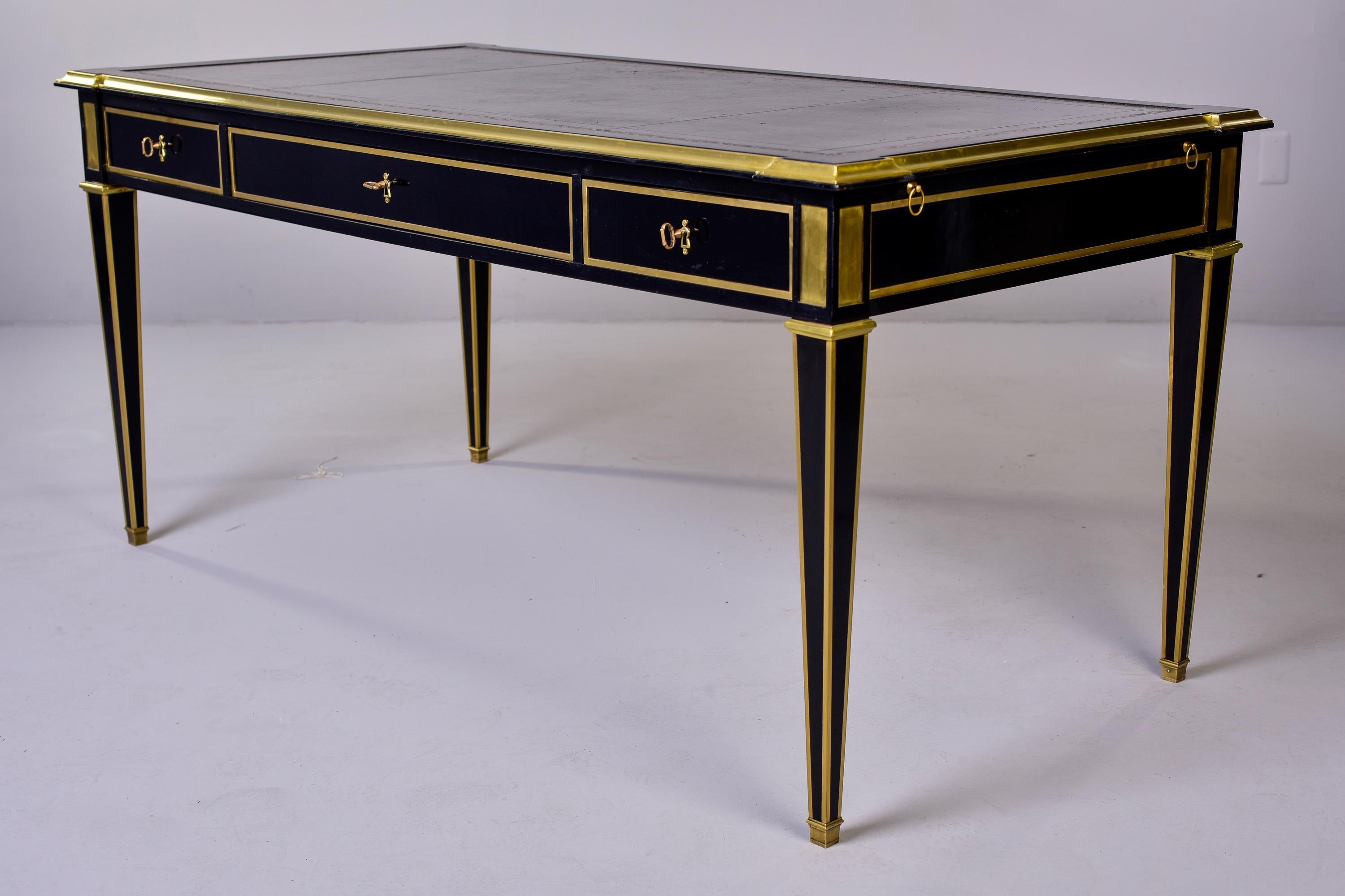 Louis XVI Style Ebonised Desk with Brass Mounts 10