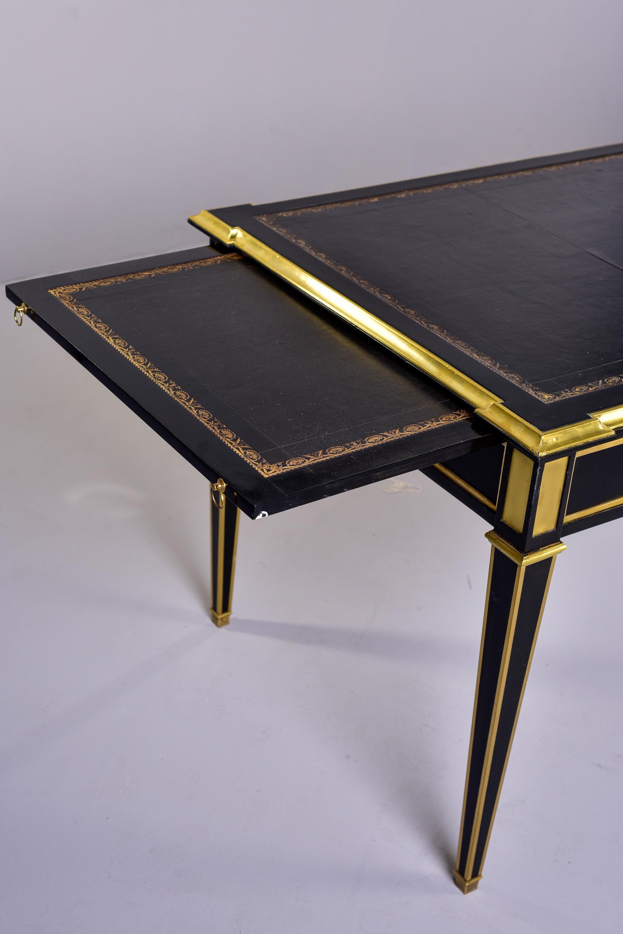 Louis XVI Style Ebonised Desk with Brass Mounts In Good Condition In Troy, MI