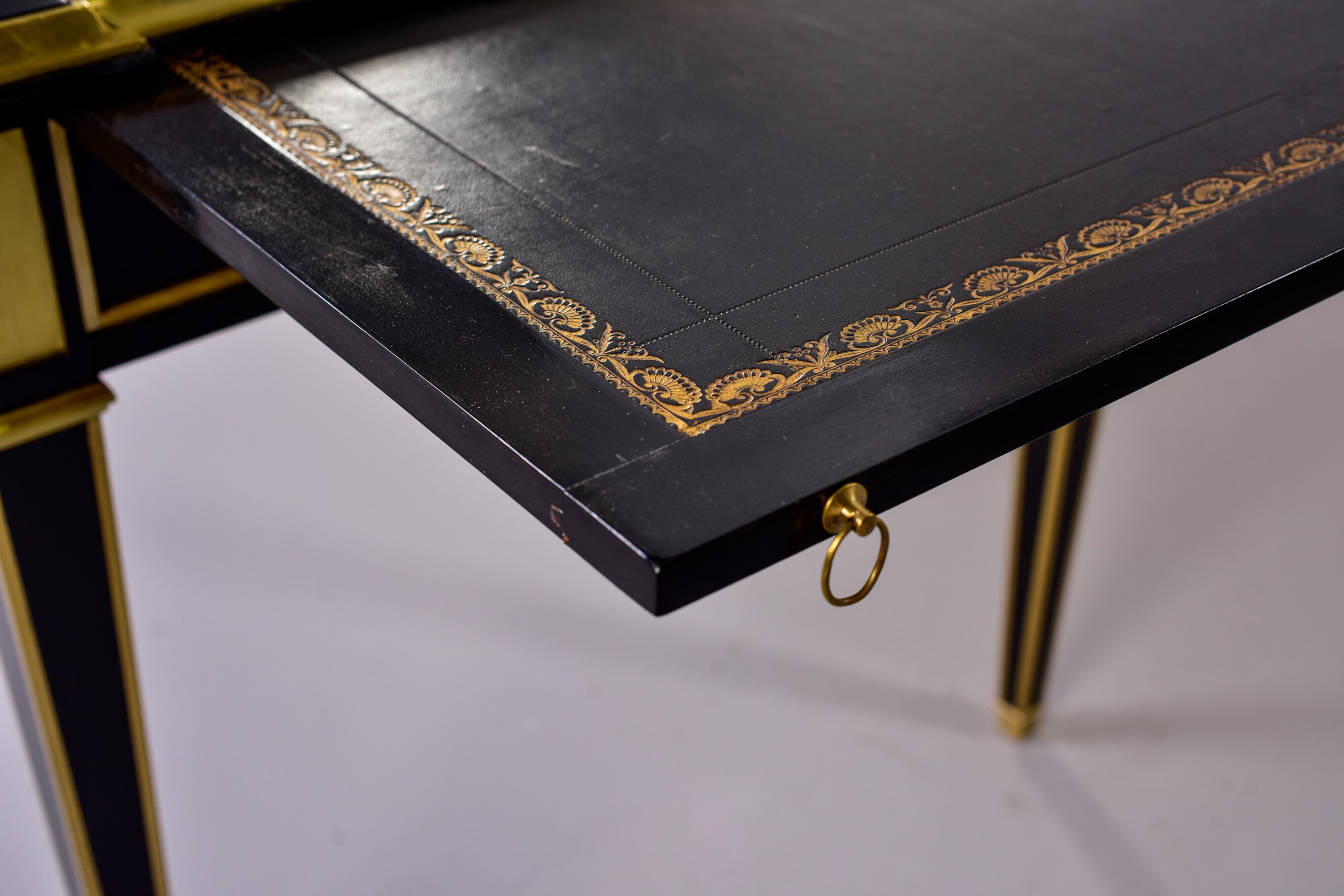 Louis XVI Style Ebonised Desk with Brass Mounts 1