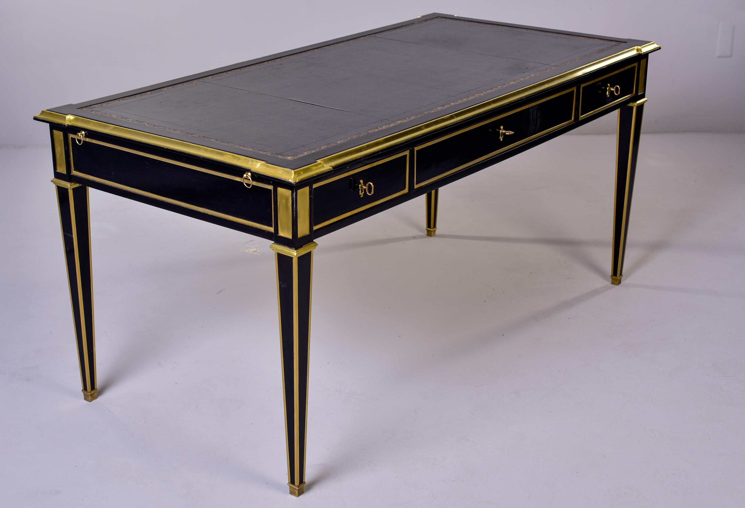 Louis XVI Style Ebonised Desk with Brass Mounts 2