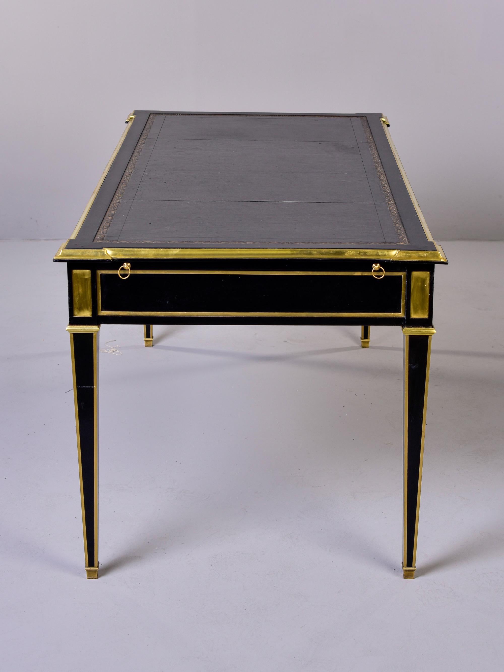 Louis XVI Style Ebonised Desk with Brass Mounts 3