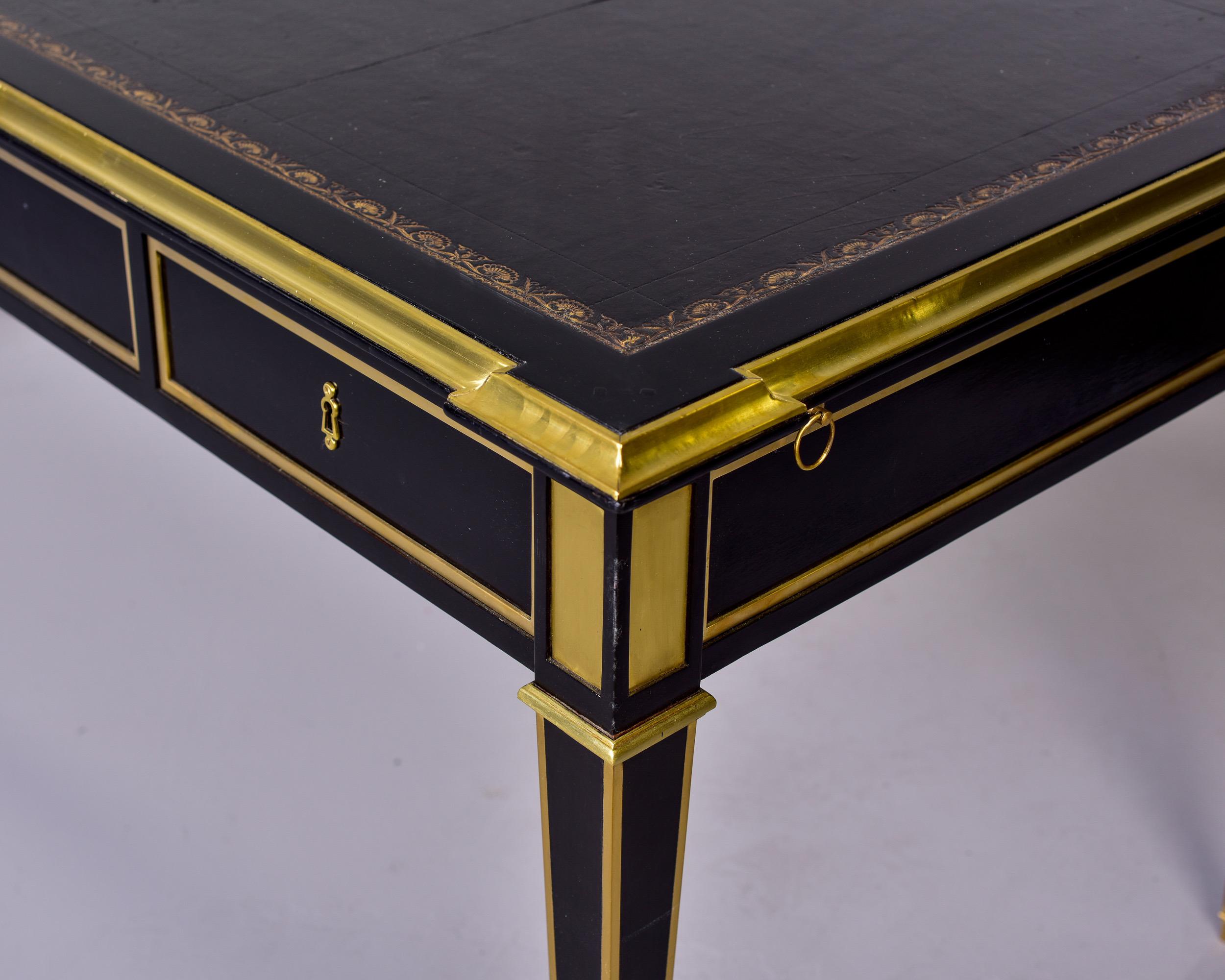 Louis XVI Style Ebonised Desk with Brass Mounts 4