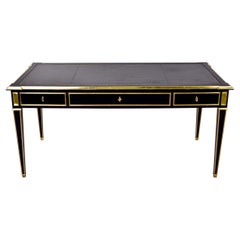 Louis XVI Style Ebonised Desk with Brass Mounts