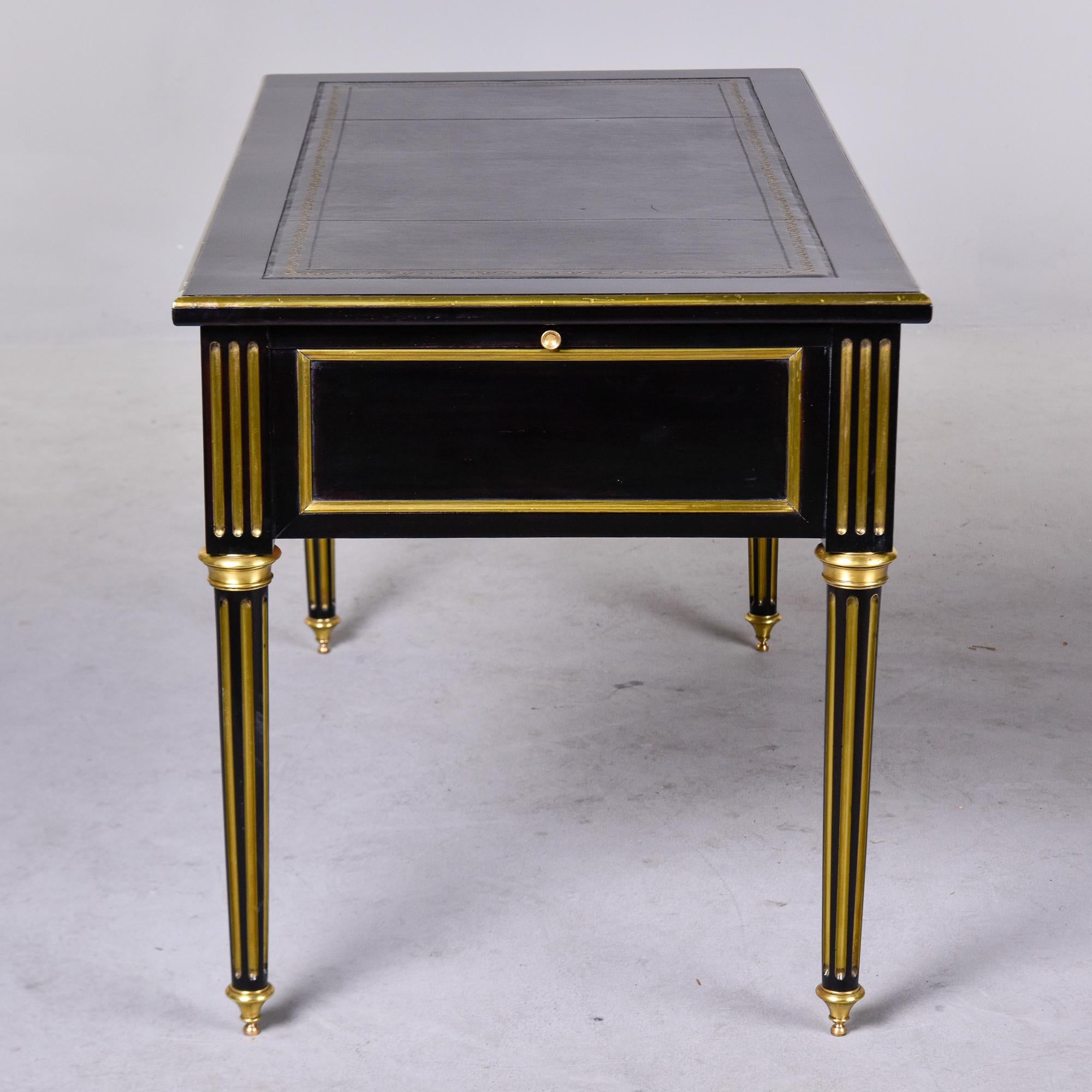 Louis XVI Style ebonized Desk with New Black Leather Top 1