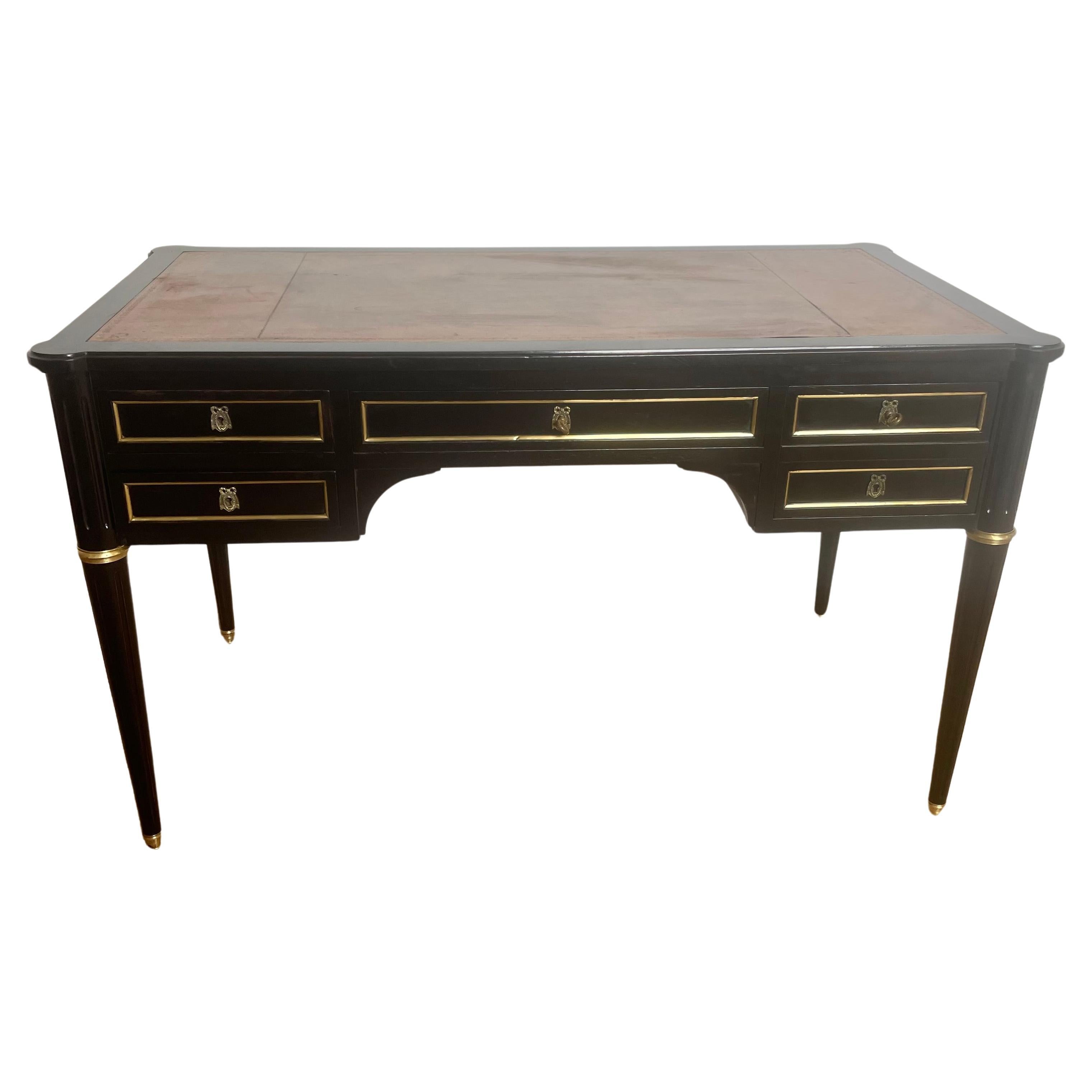 Louis XVI style ebonised writing desk For Sale