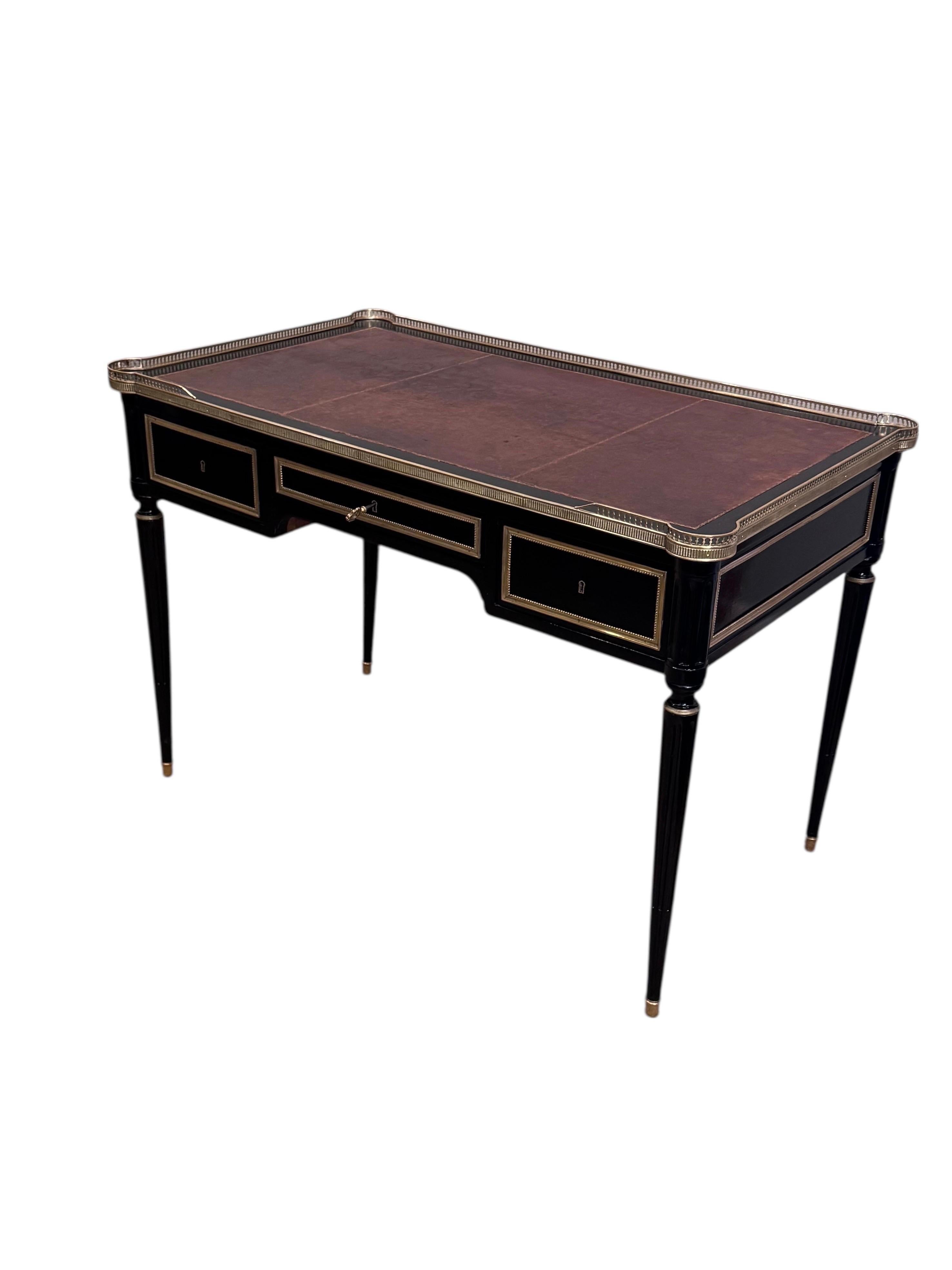 19th Century Louis XVI Style Ebonized Bureau Plat For Sale