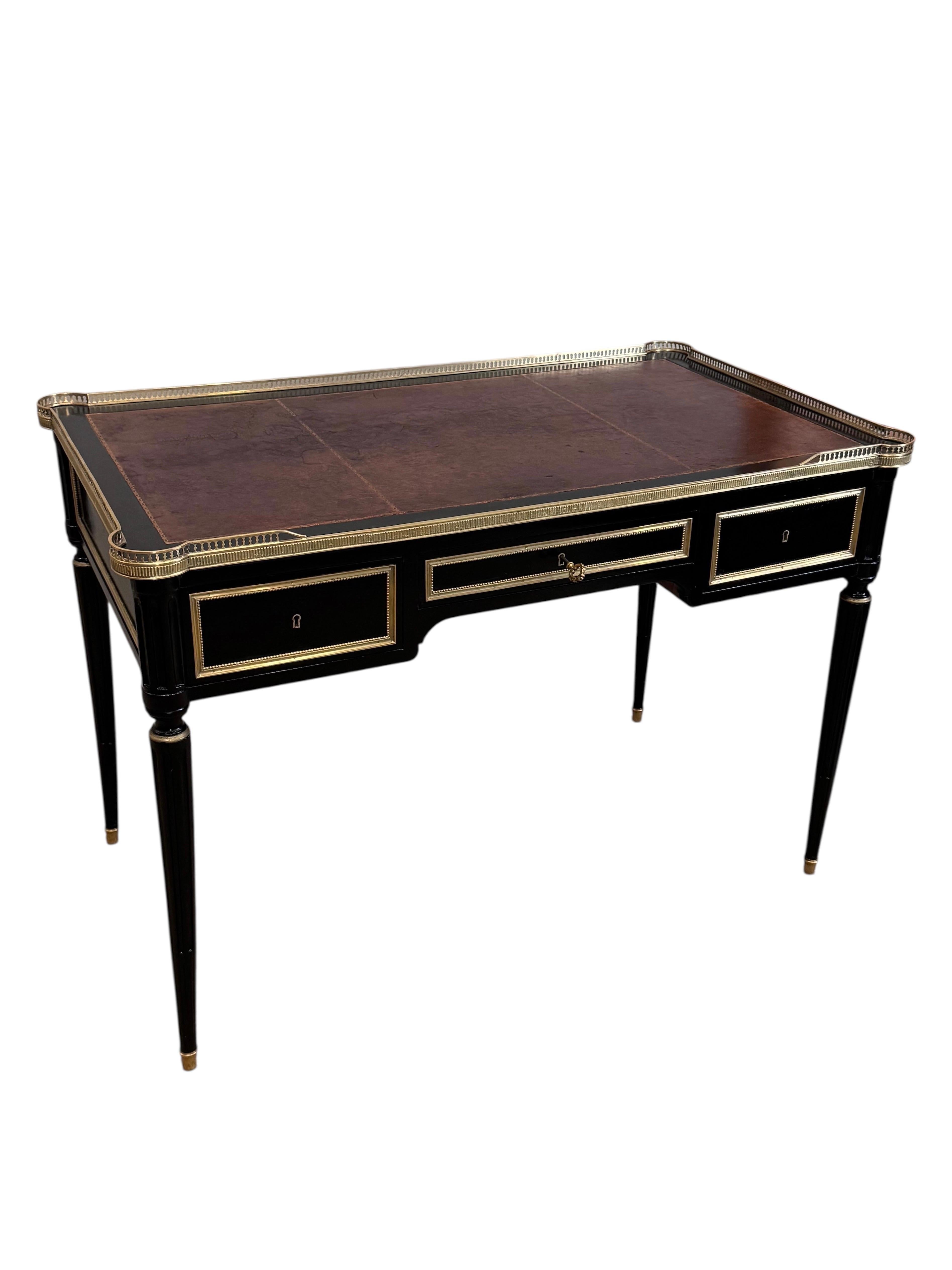 Louis XVI Style Ebonized Bureau Plat For Sale 3