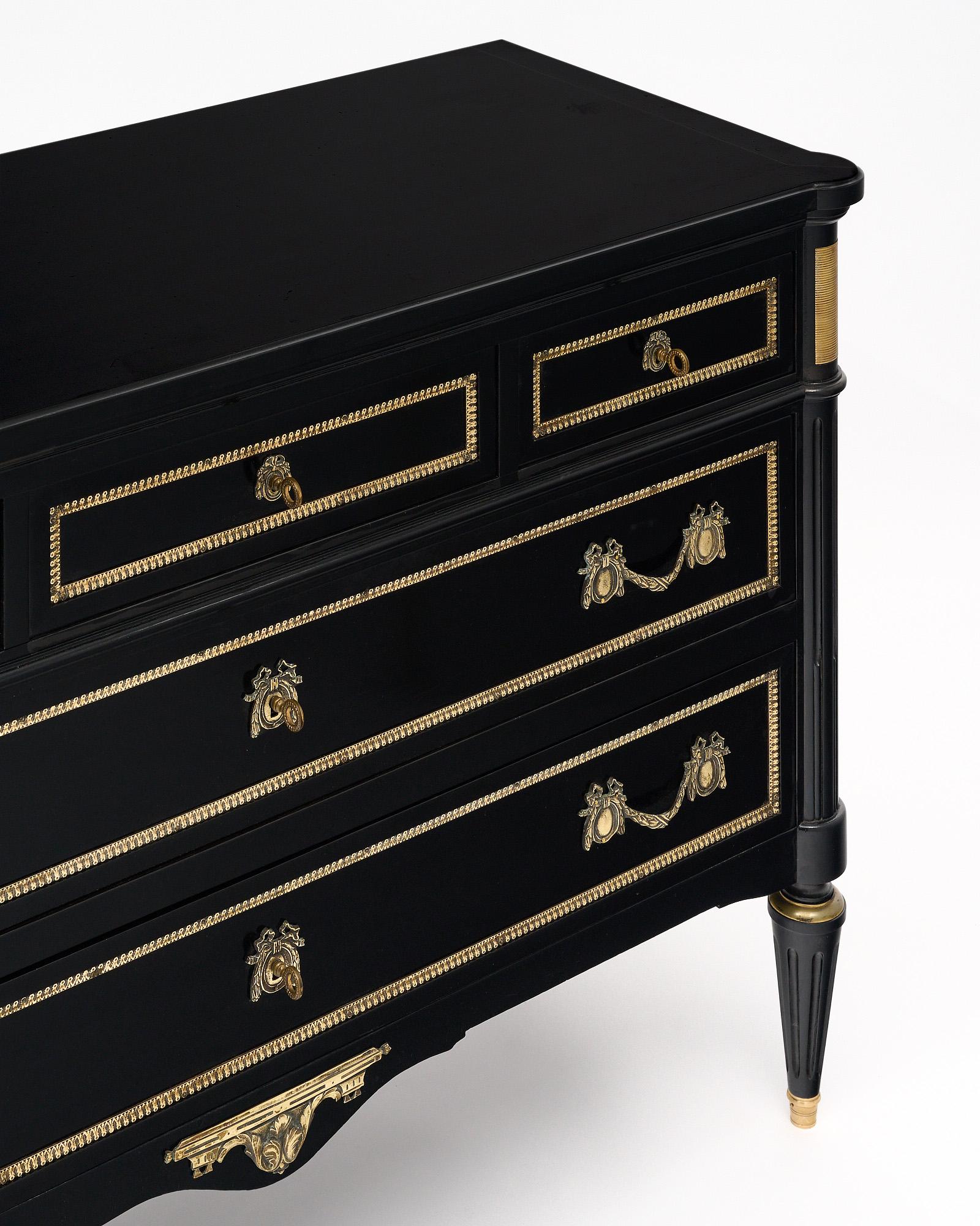 Louis XVI Style Ebonized Chest of Drawers In Good Condition For Sale In Austin, TX
