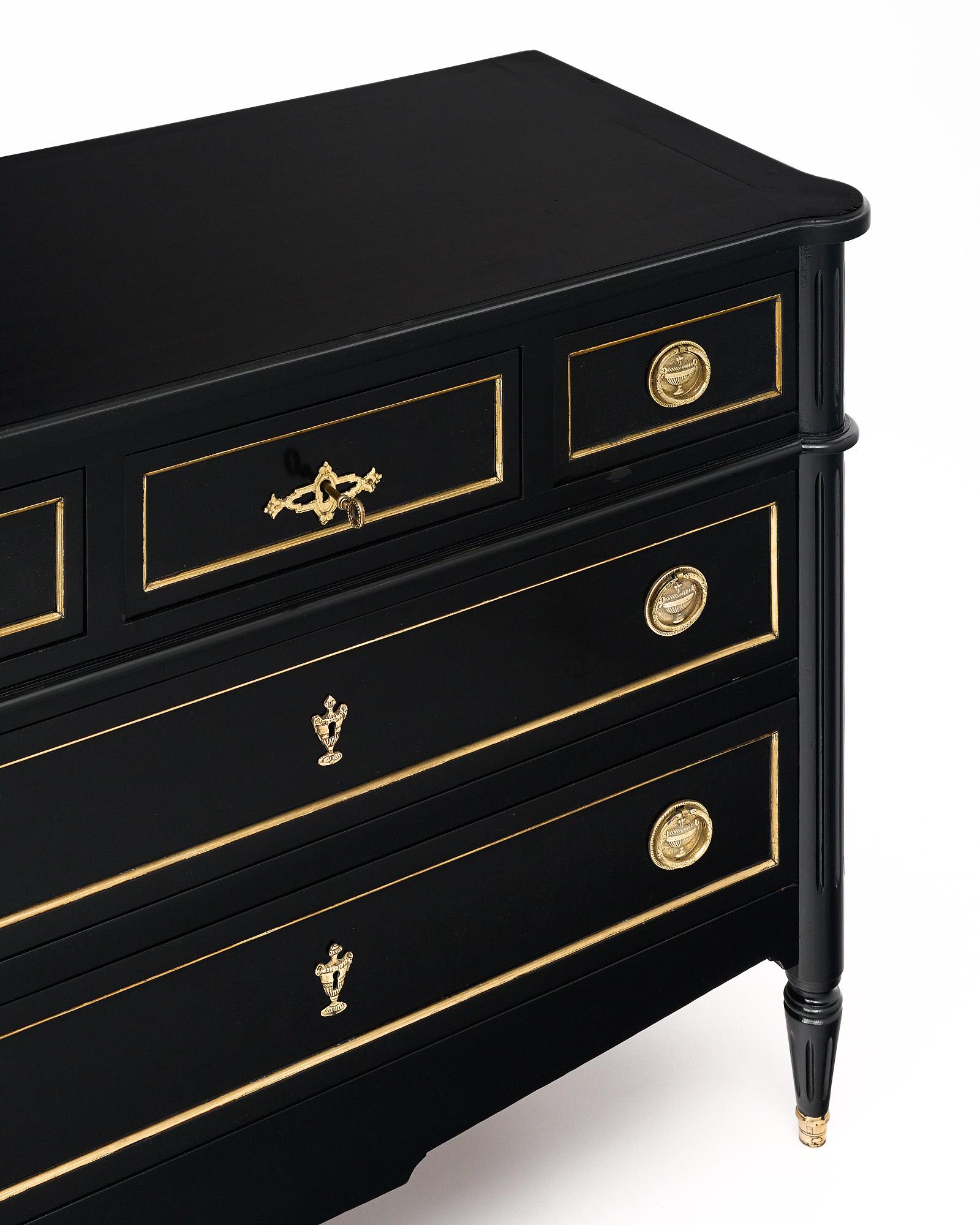 Louis XVI Style Ebonized Chest of Drawers In Good Condition In Austin, TX