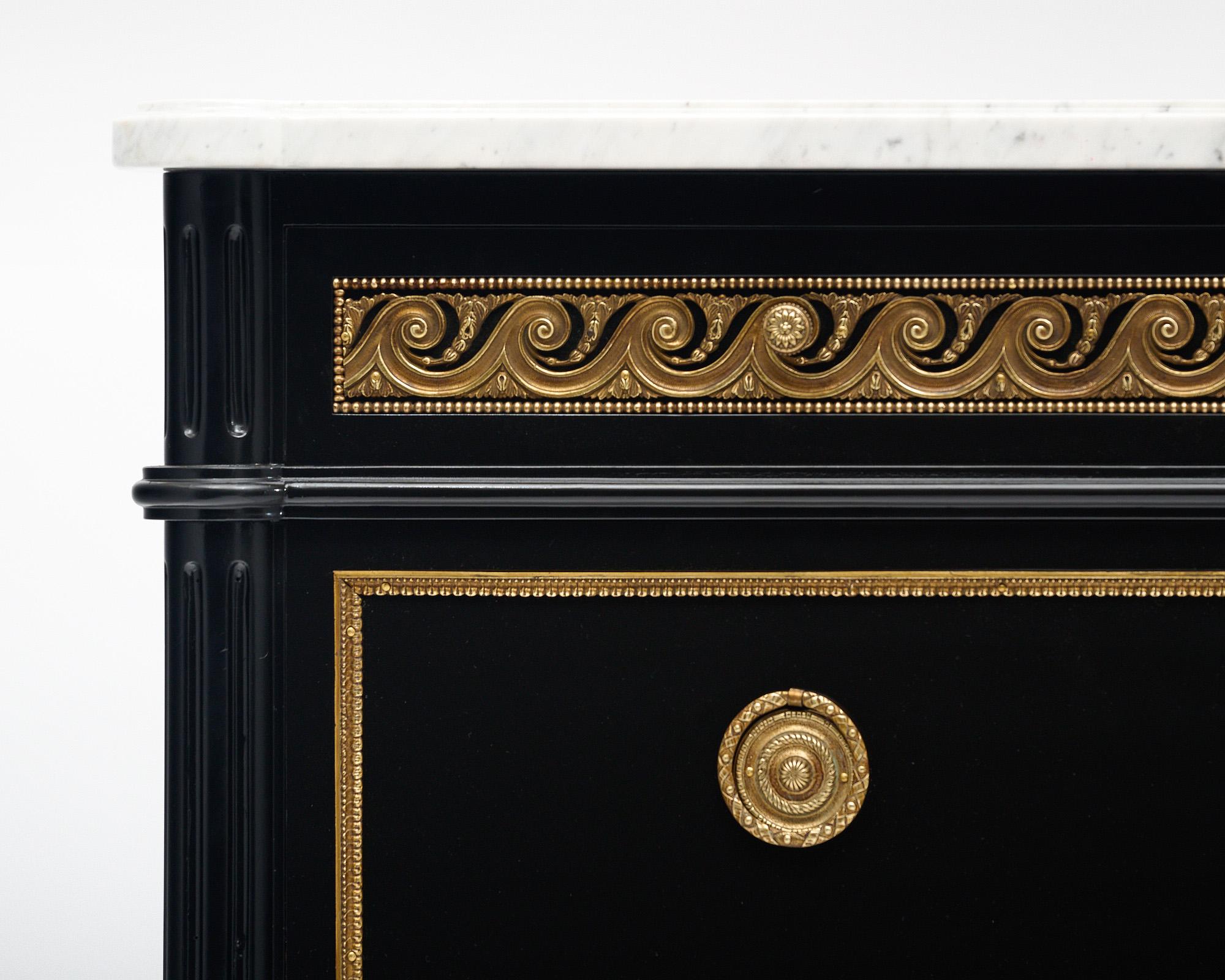 Early 20th Century Louis XVI Style Ebonized Chest of Drawers For Sale