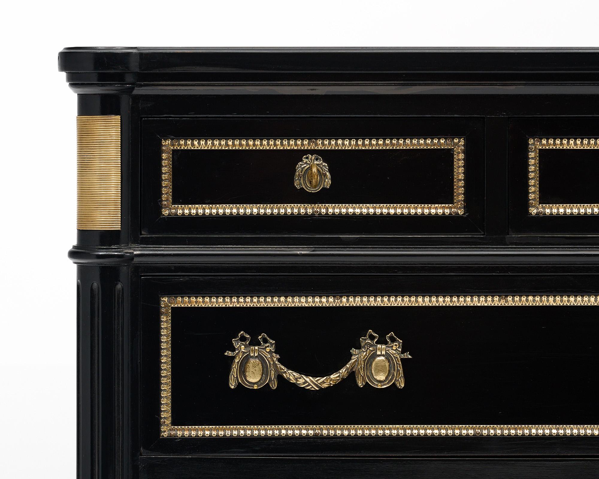 Early 20th Century Louis XVI Style Ebonized Chest of Drawers For Sale