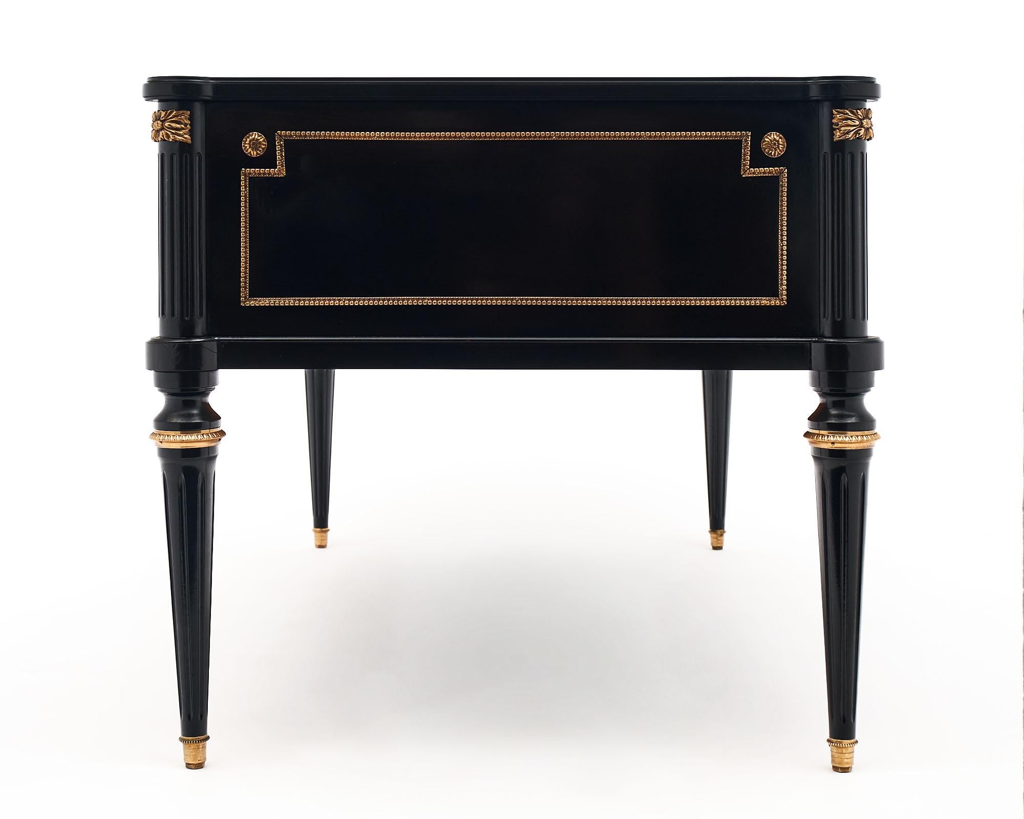 Brass Louis XVI Style Ebonized Desk