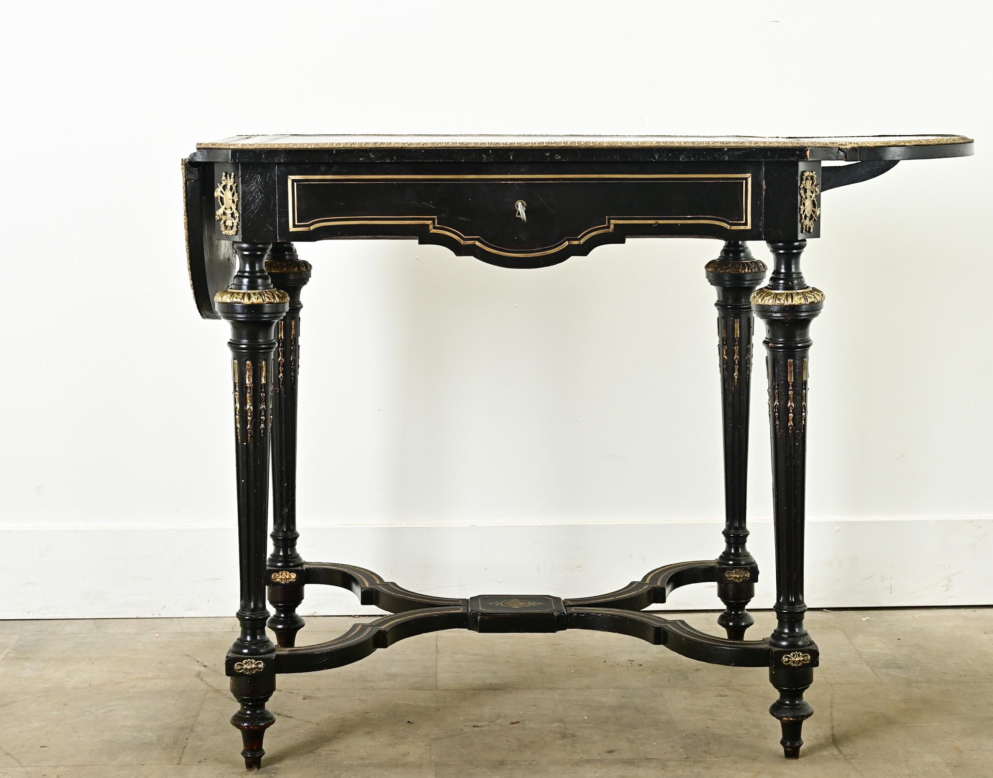 Louis XVI Style Ebonized Drop Leaf Desk For Sale 3