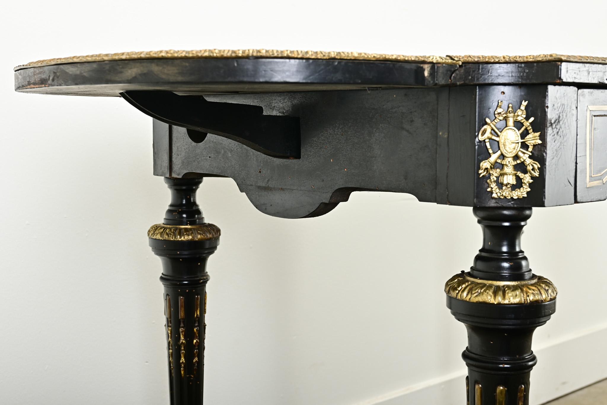 Louis XVI Style Ebonized Drop Leaf Desk For Sale 4