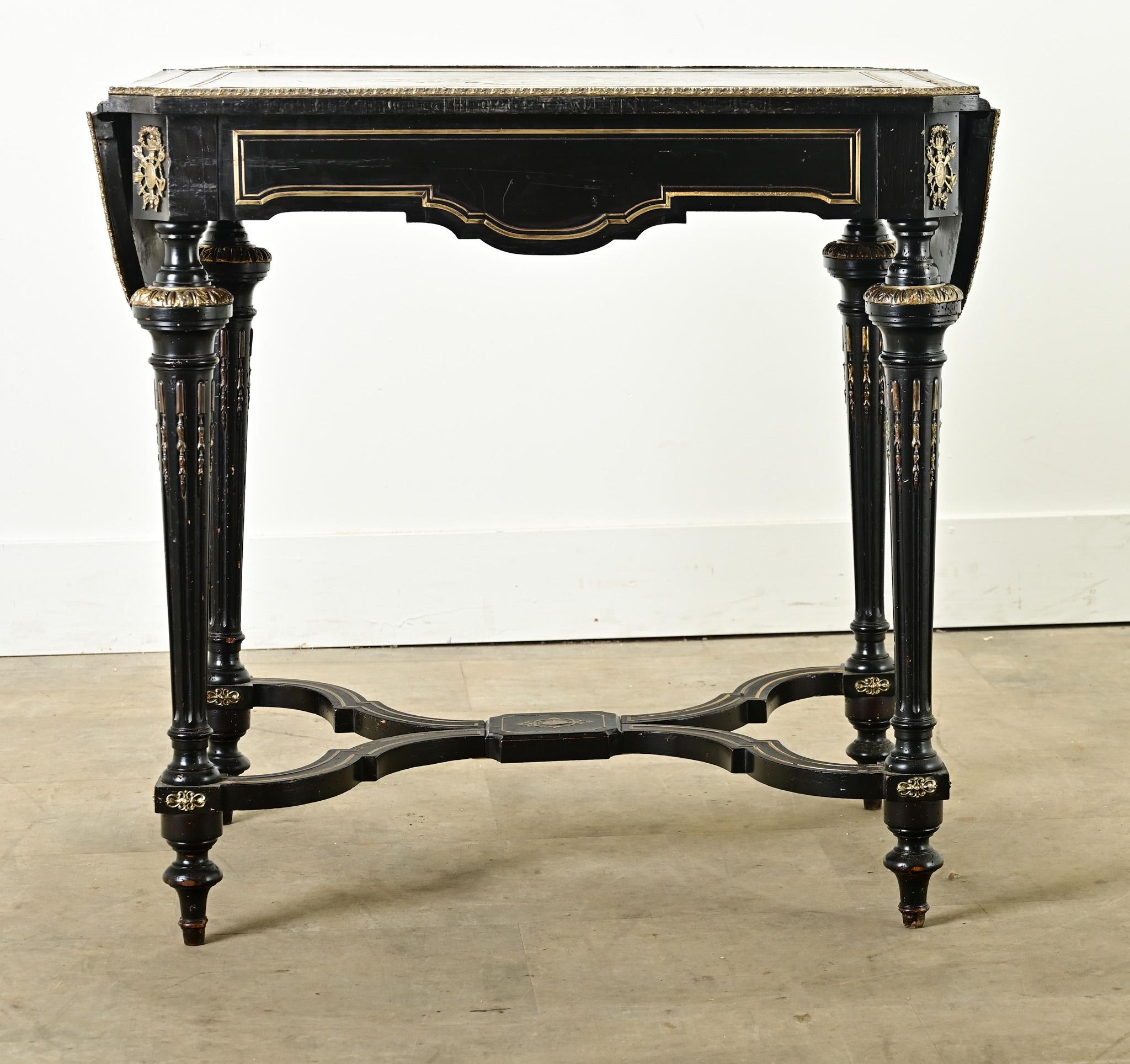 Louis XVI Style Ebonized Drop Leaf Desk For Sale 7