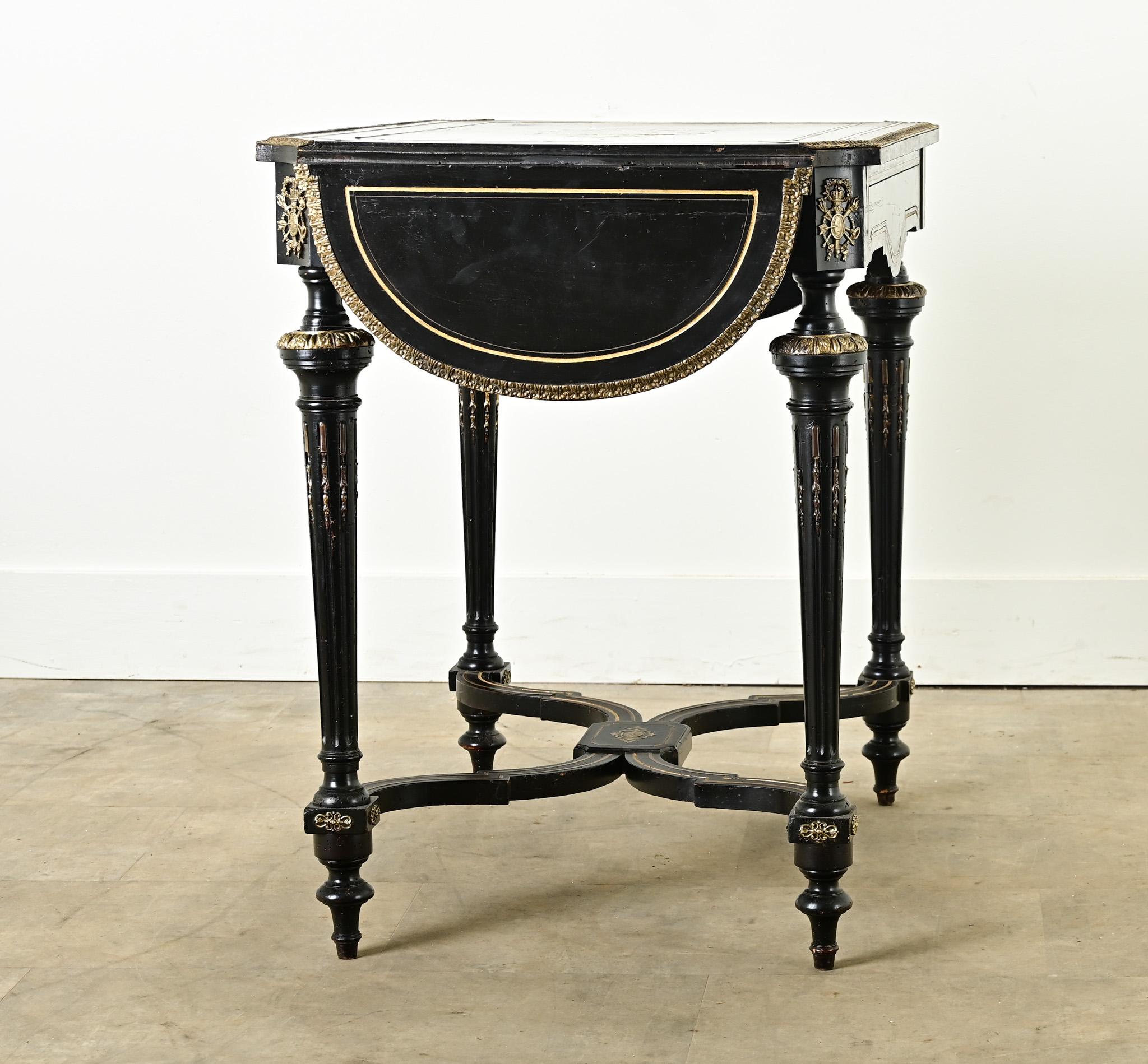 Louis XVI Style Ebonized Drop Leaf Desk For Sale 8