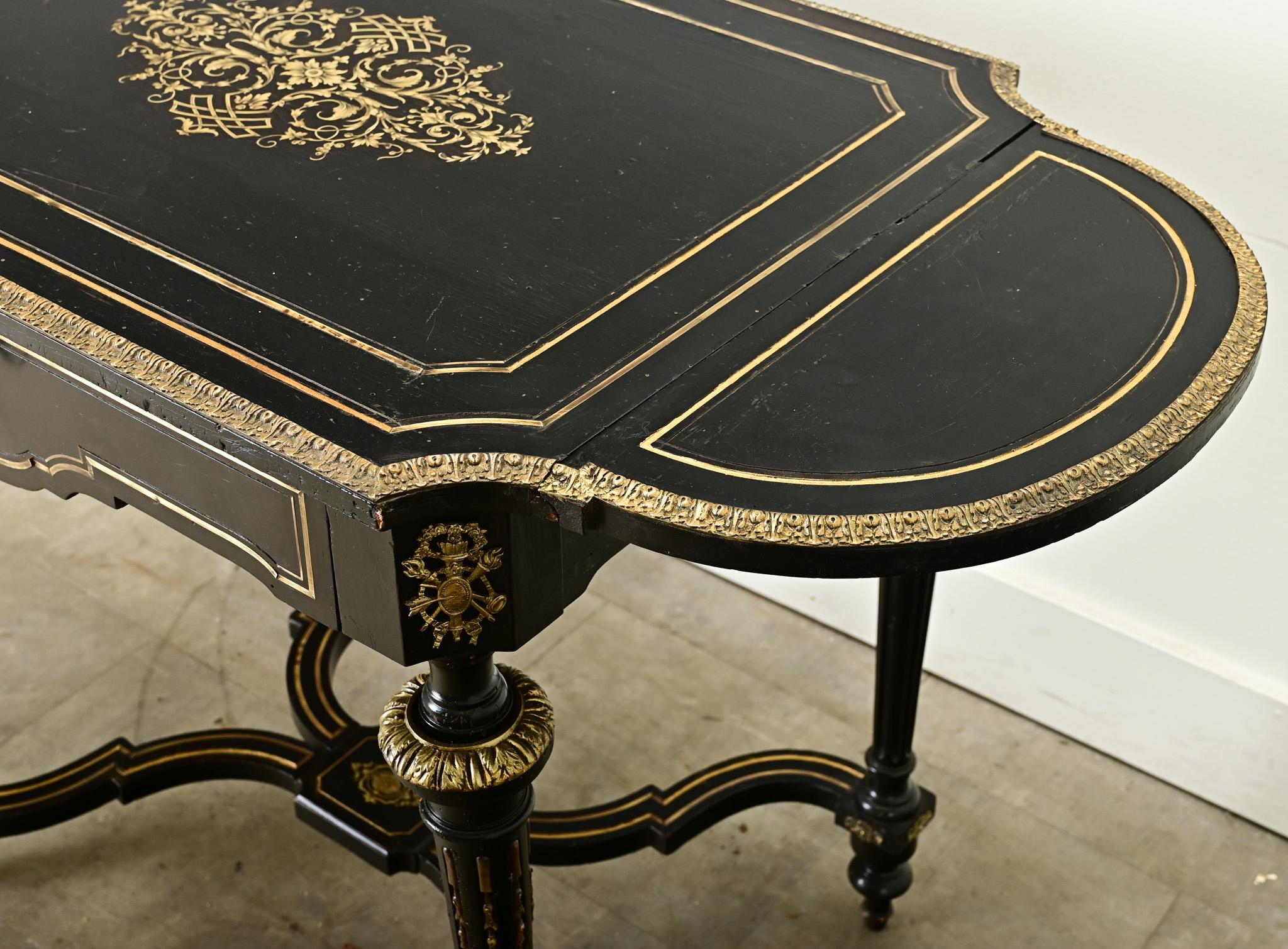Louis XVI Style Ebonized Drop Leaf Desk For Sale 1